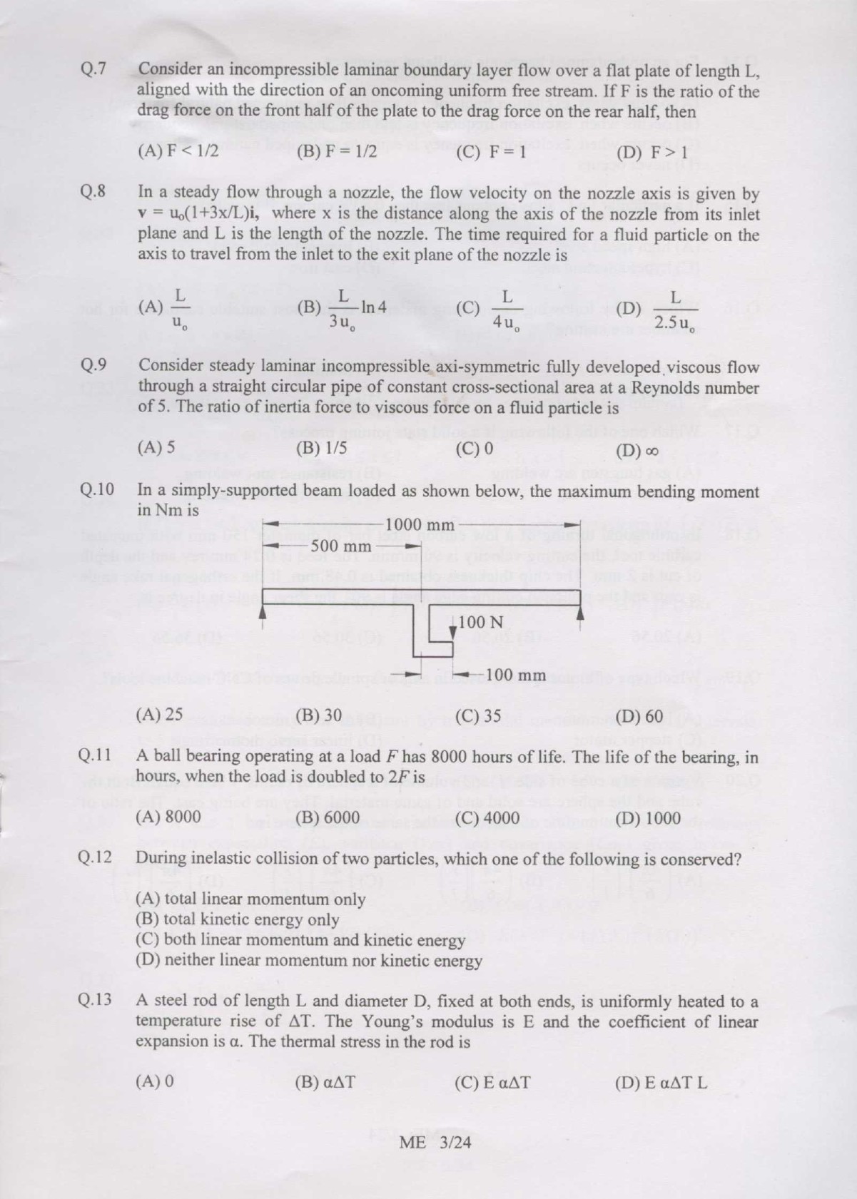 GATE Exam Question Paper 2007 Mechanical Engineering 3