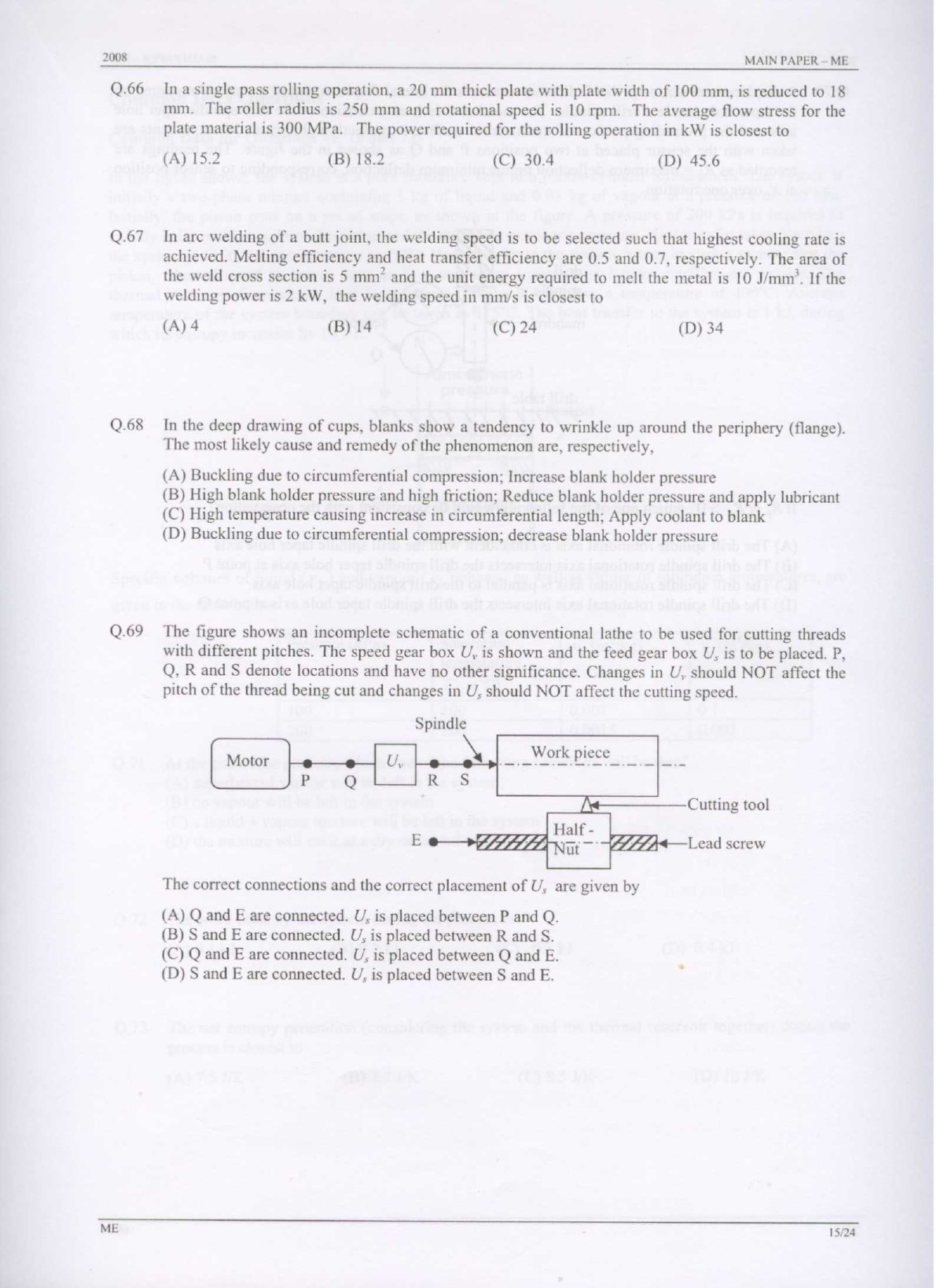 GATE Exam Question Paper 2008 Mechanical Engineering 15