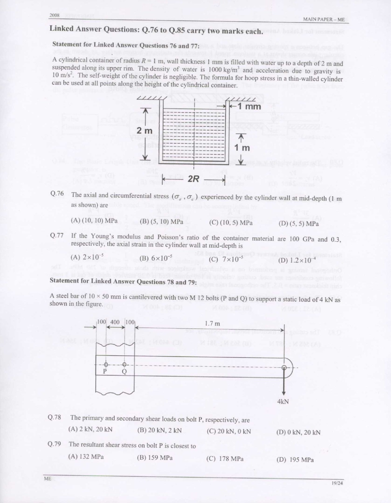 GATE Exam Question Paper 2008 Mechanical Engineering 19