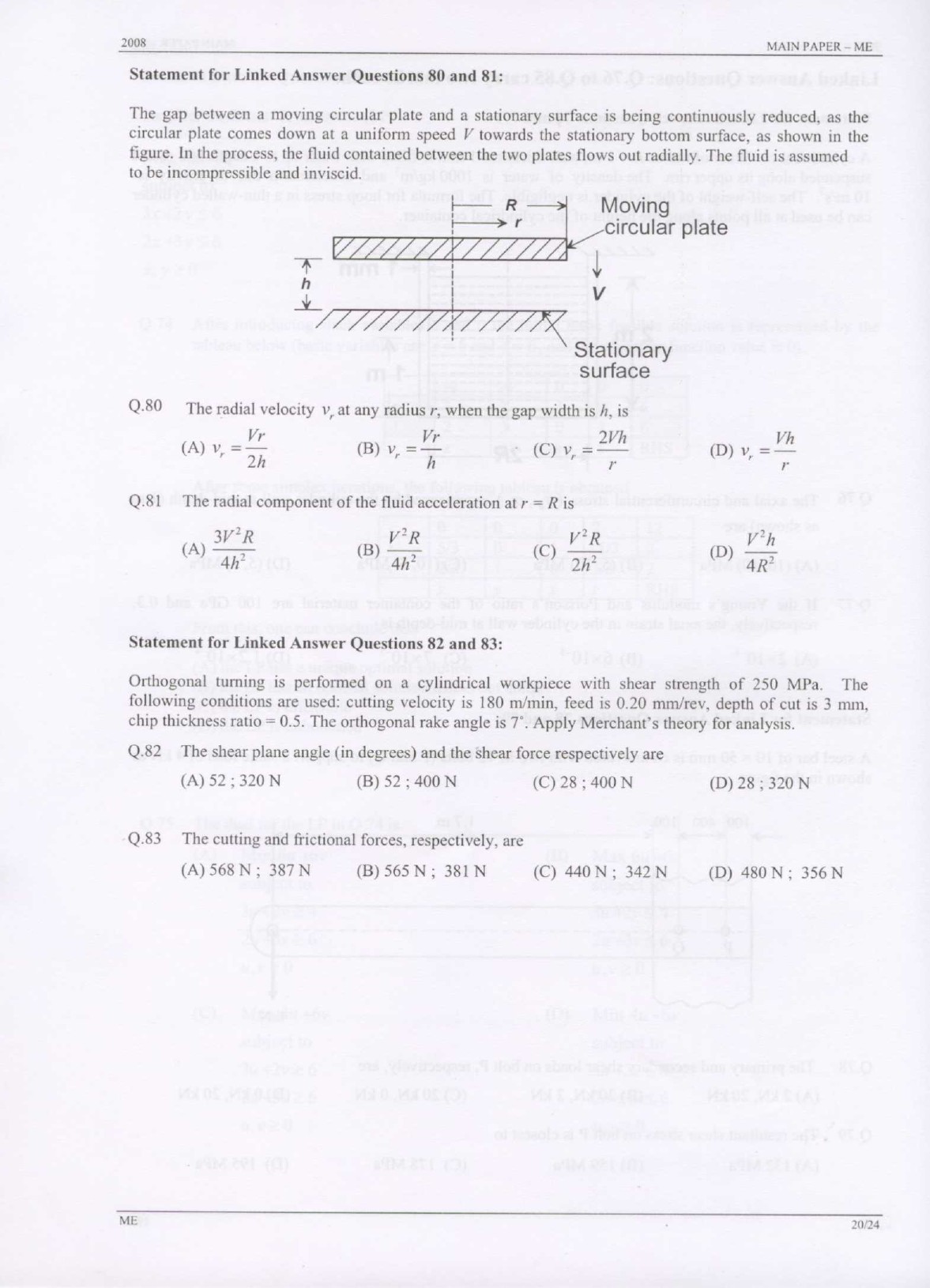 GATE Exam Question Paper 2008 Mechanical Engineering 20