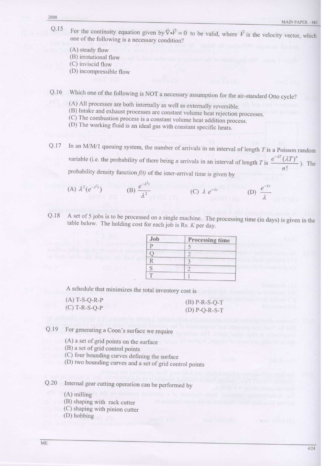 GATE Exam Question Paper 2008 Mechanical Engineering 4