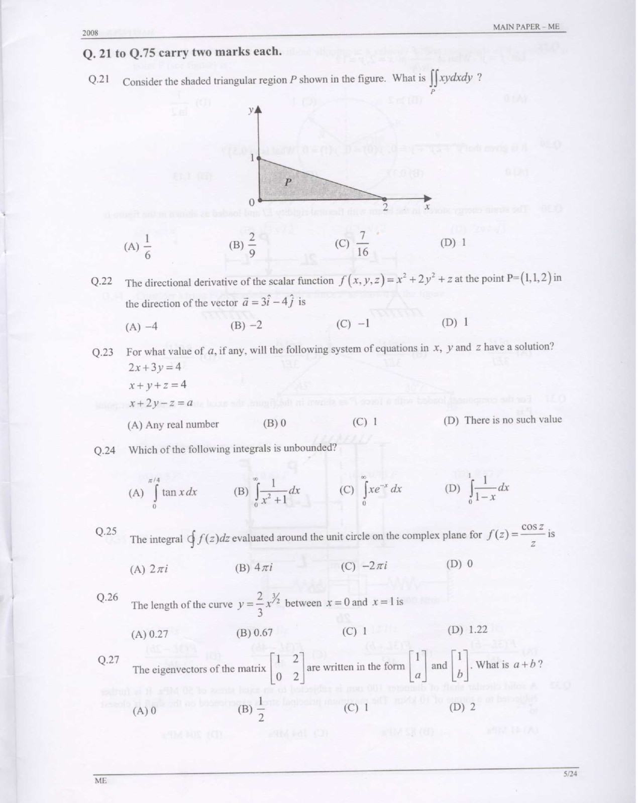 GATE Exam Question Paper 2008 Mechanical Engineering 5
