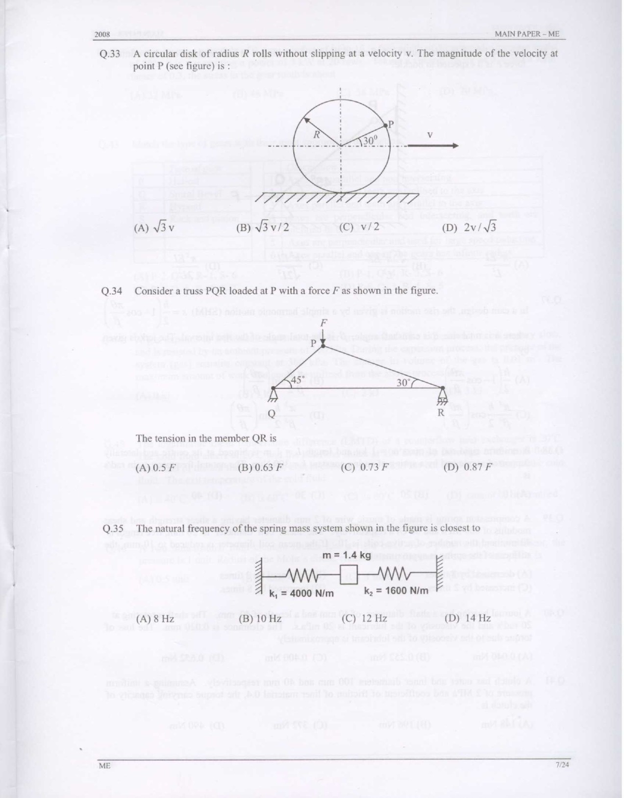 GATE Exam Question Paper 2008 Mechanical Engineering 7