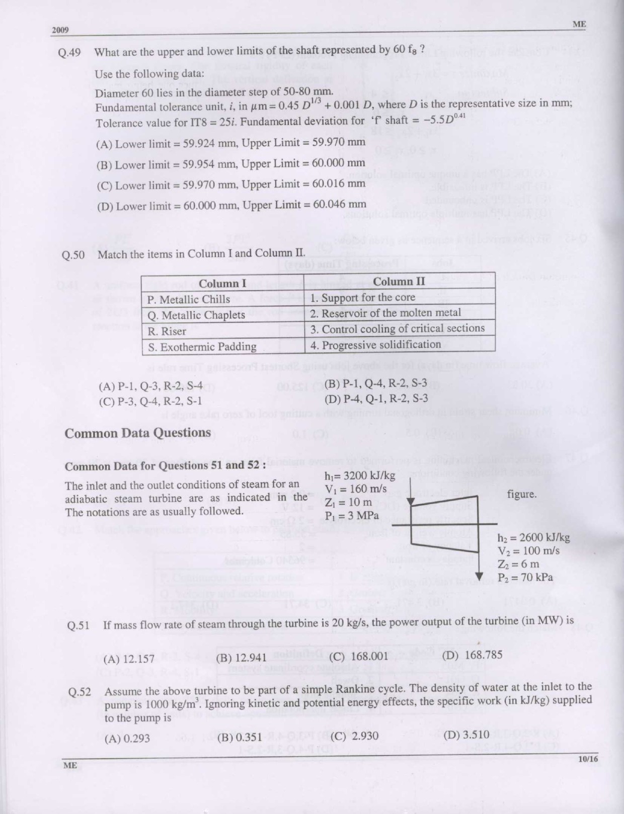 GATE Exam Question Paper 2009 Mechanical Engineering 10