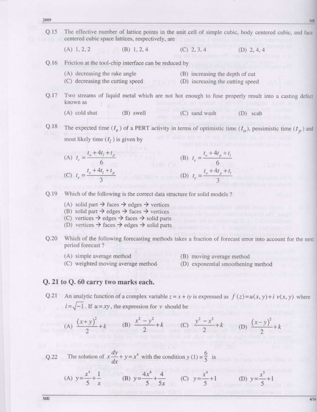 GATE Exam Question Paper 2009 Mechanical Engineering 4