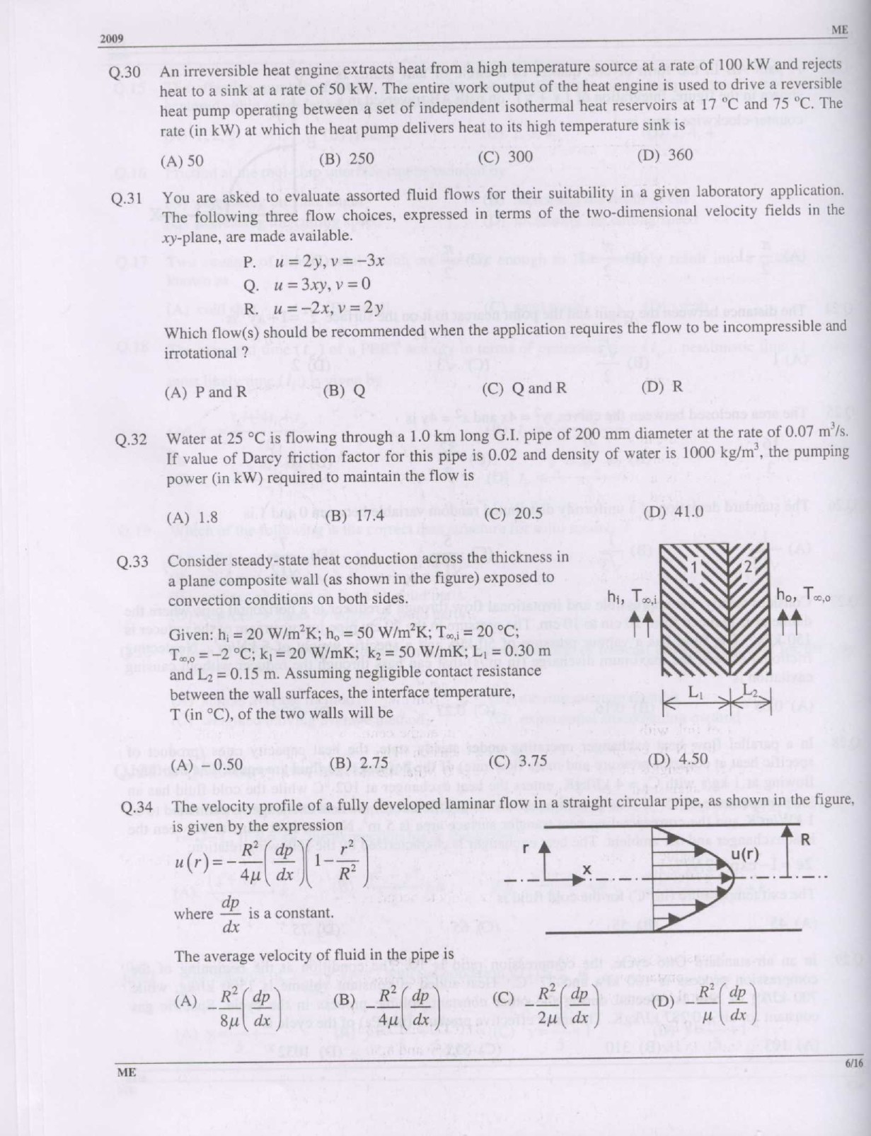 GATE Exam Question Paper 2009 Mechanical Engineering 6