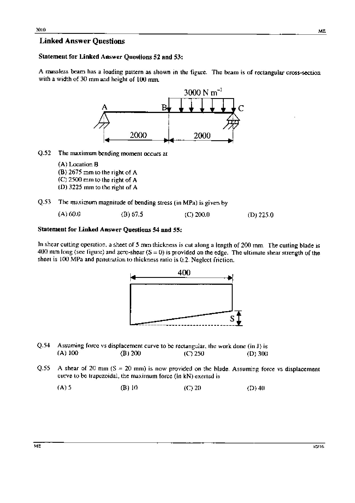 GATE Exam Question Paper 2010 Mechanical Engineering 10
