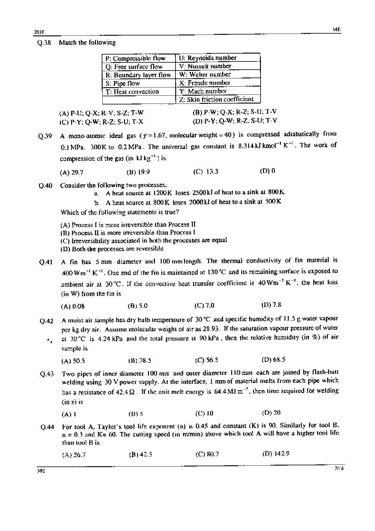 GATE Exam Question Paper 2010 Mechanical Engineering 7
