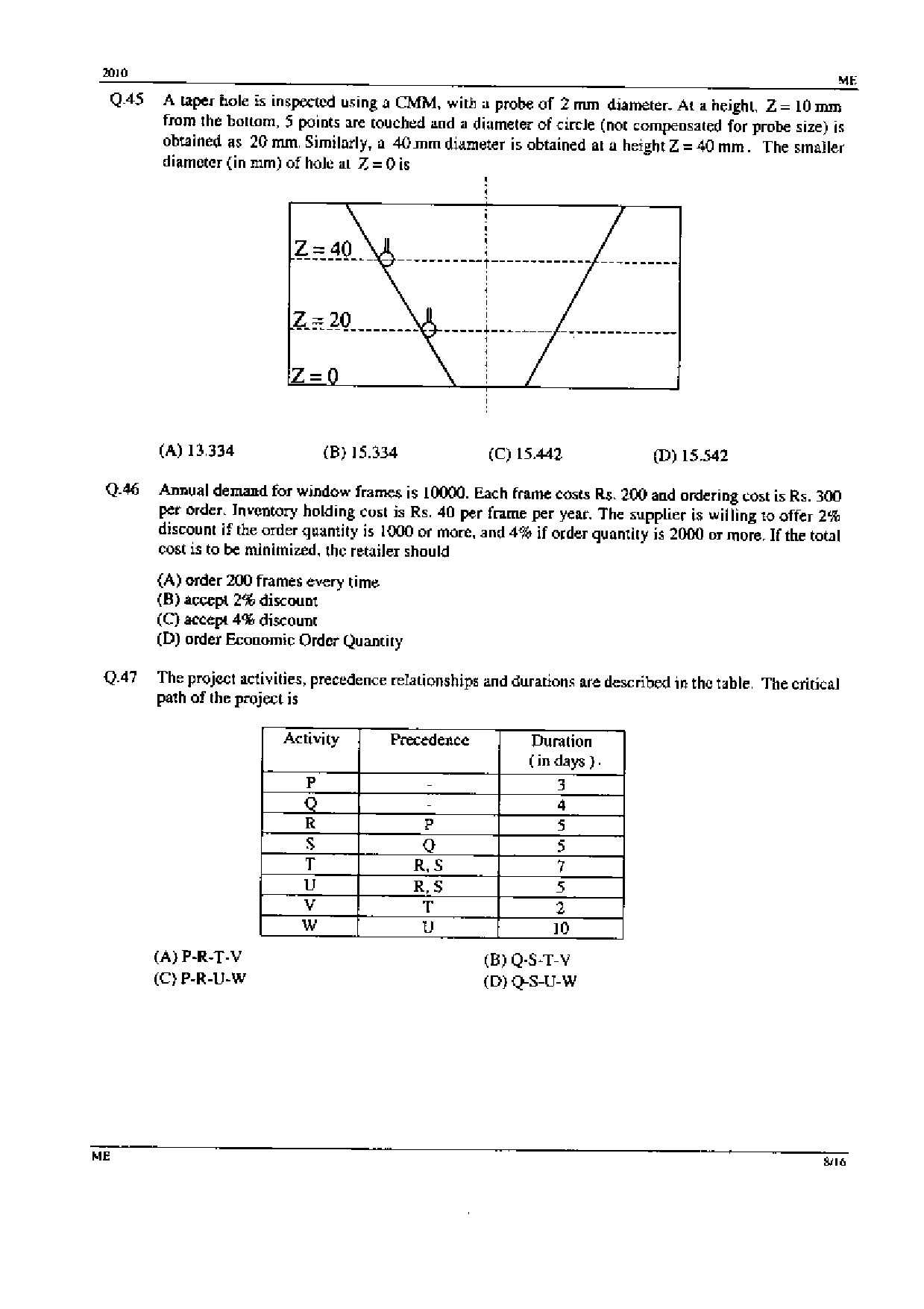 GATE Exam Question Paper 2010 Mechanical Engineering 8