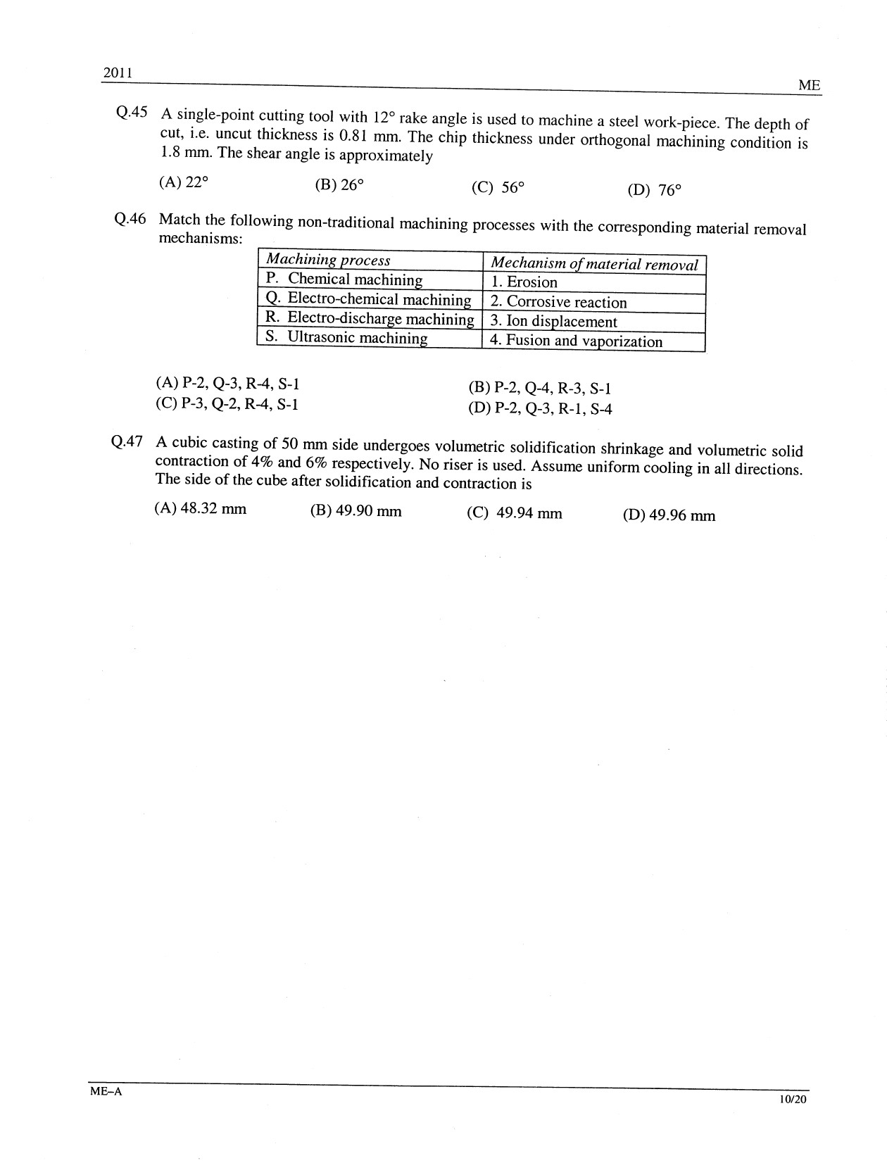 GATE Exam Question Paper 2011 Mechanical Engineering 10