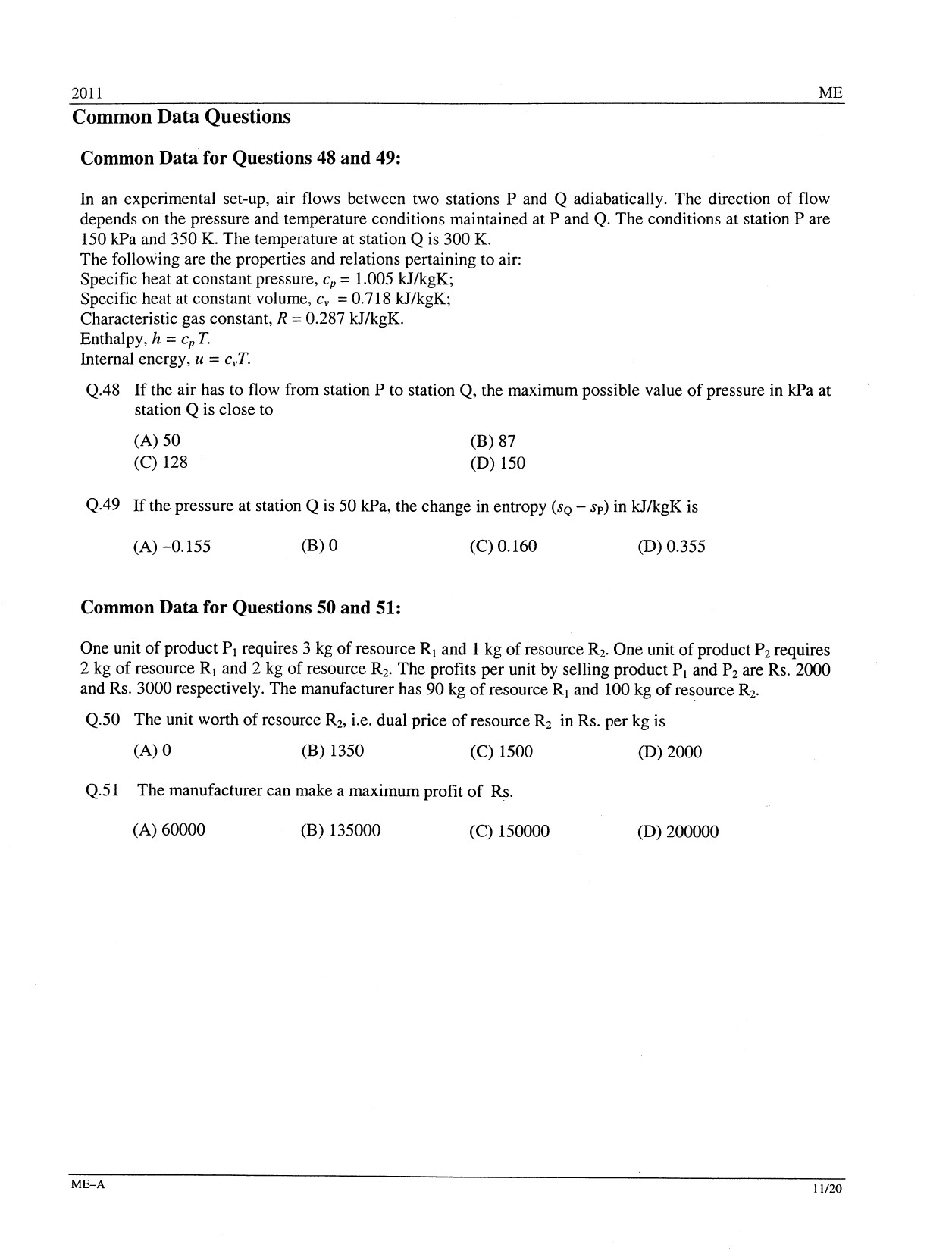 GATE Exam Question Paper 2011 Mechanical Engineering 11