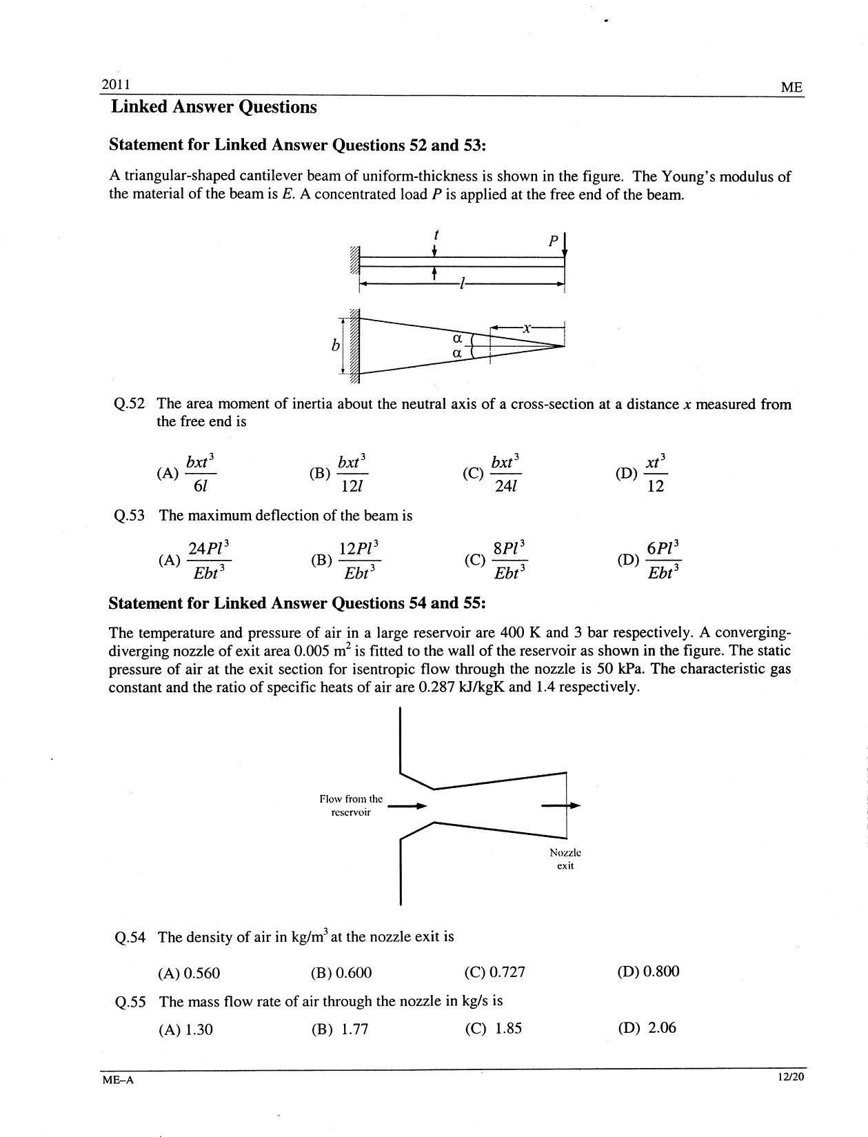 GATE Exam Question Paper 2011 Mechanical Engineering 12