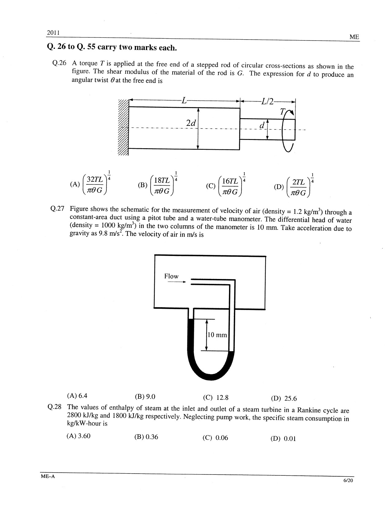 GATE Exam Question Paper 2011 Mechanical Engineering 6