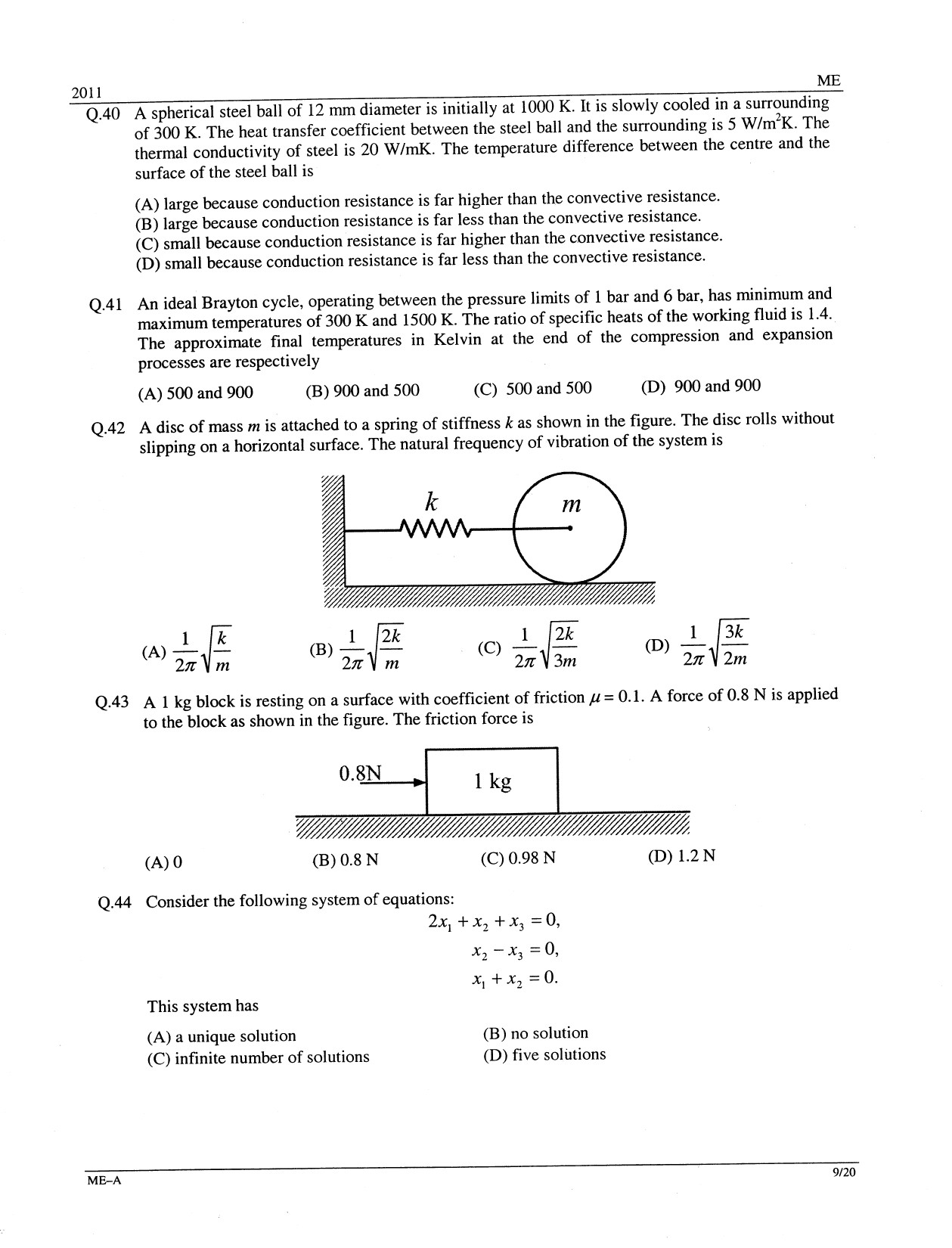 GATE Exam Question Paper 2011 Mechanical Engineering 9