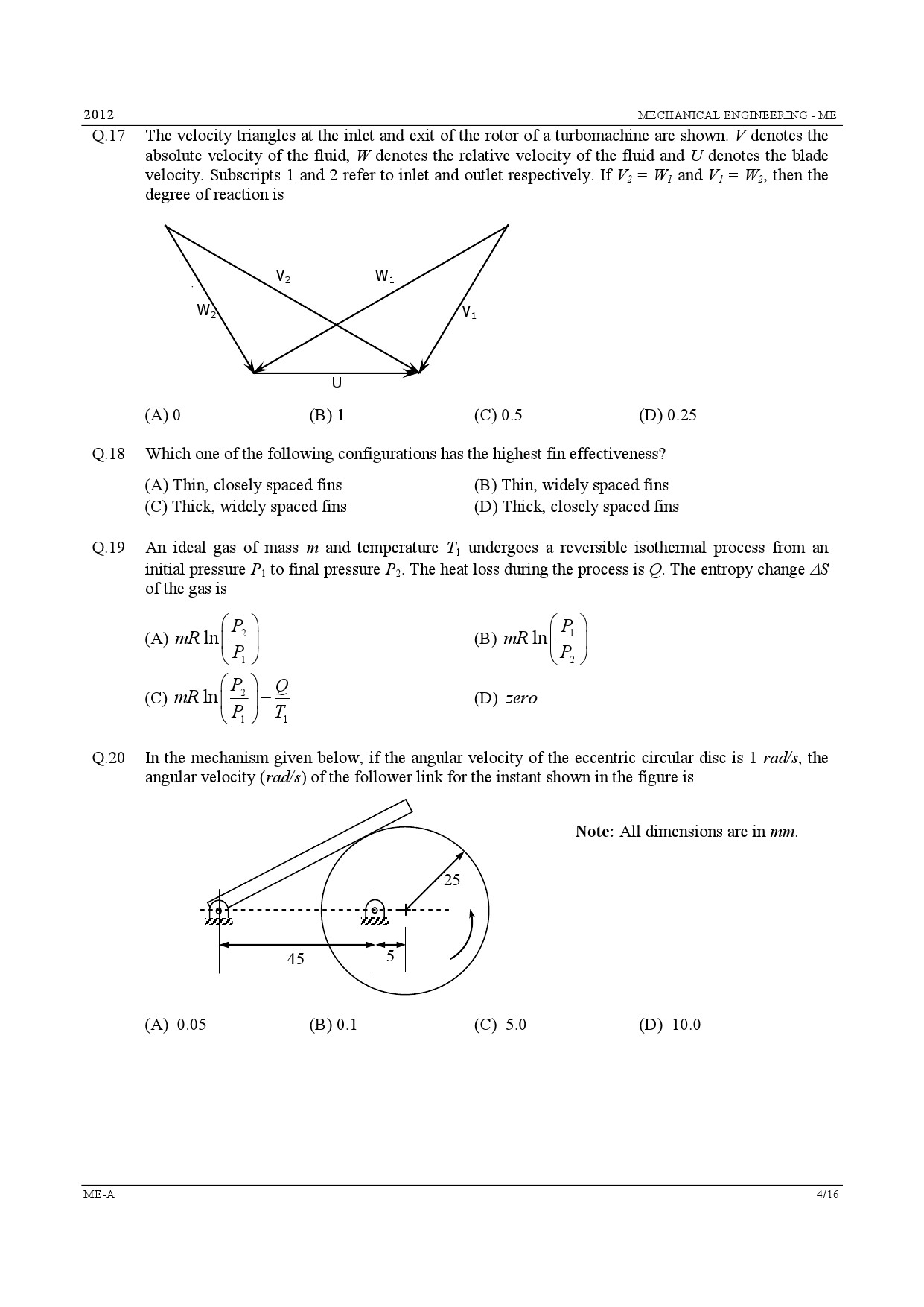 GATE Exam Question Paper 2012 Mechanical Engineering 4