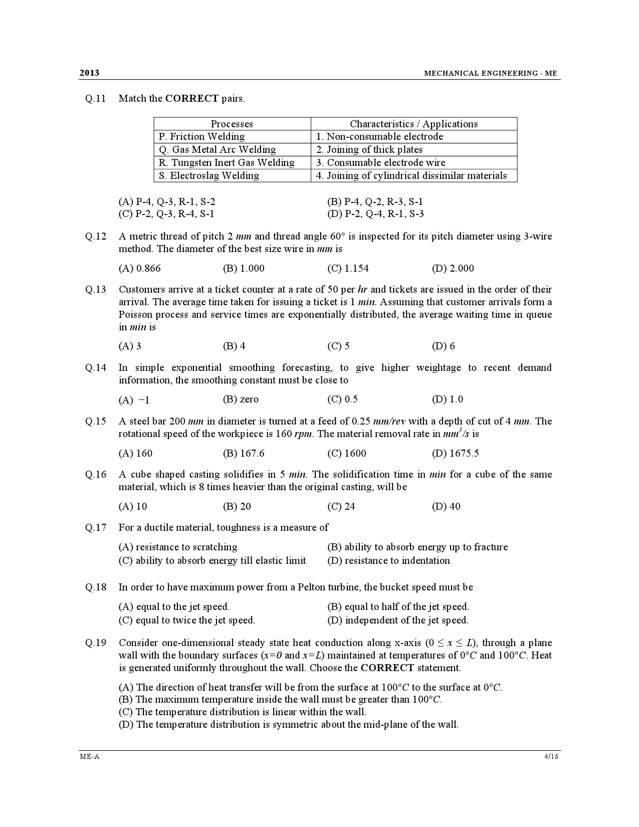 GATE Exam Question Paper 2013 Mechanical Engineering 4