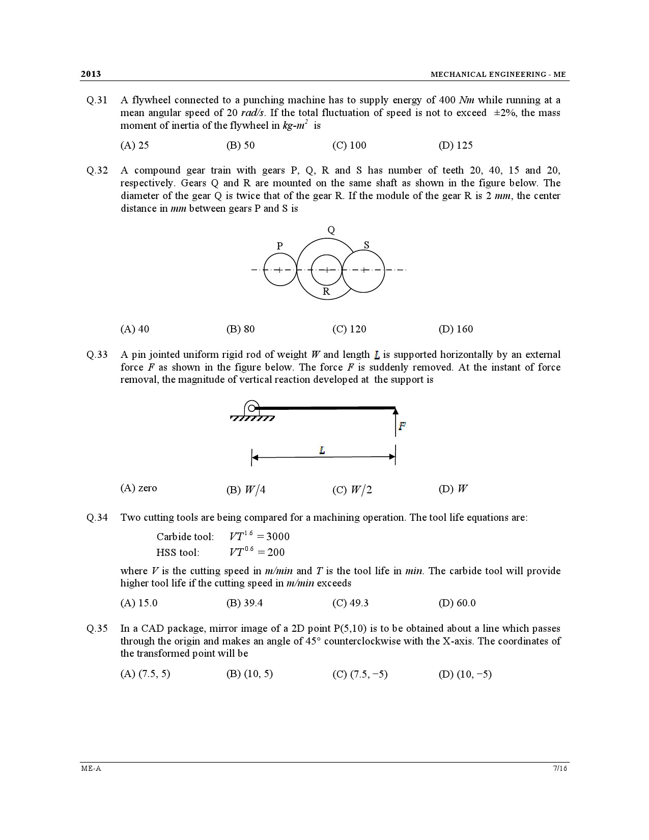 GATE Exam Question Paper 2013 Mechanical Engineering 7