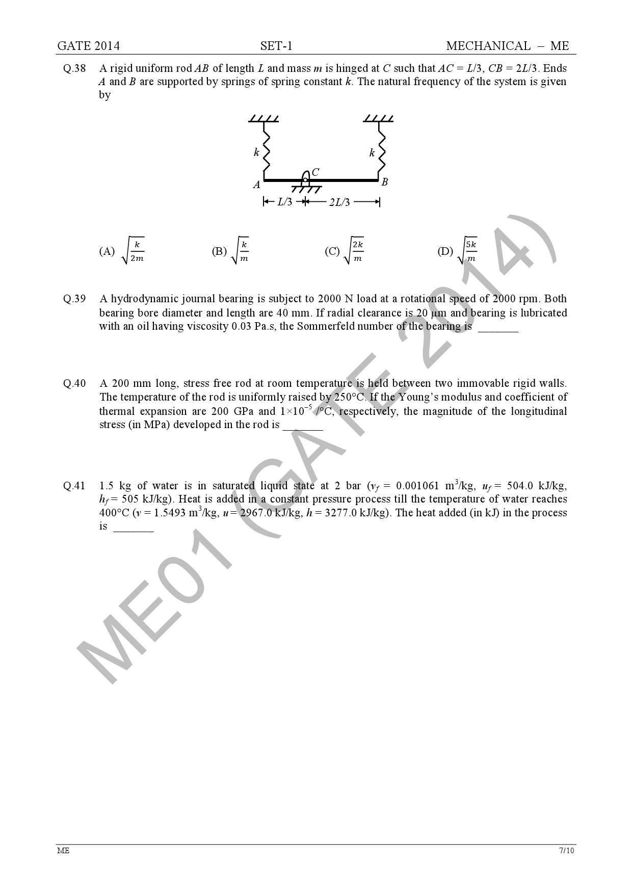 GATE Exam Question Paper 2014 Mechanical Engineering Set 1 13
