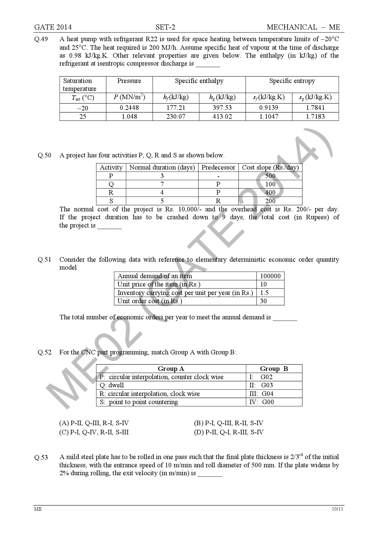 GATE Exam Question Paper 2014 Mechanical Engineering Set 2 16
