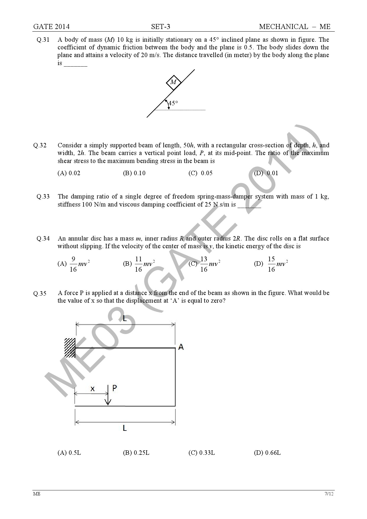 GATE Exam Question Paper 2014 Mechanical Engineering Set 3 14