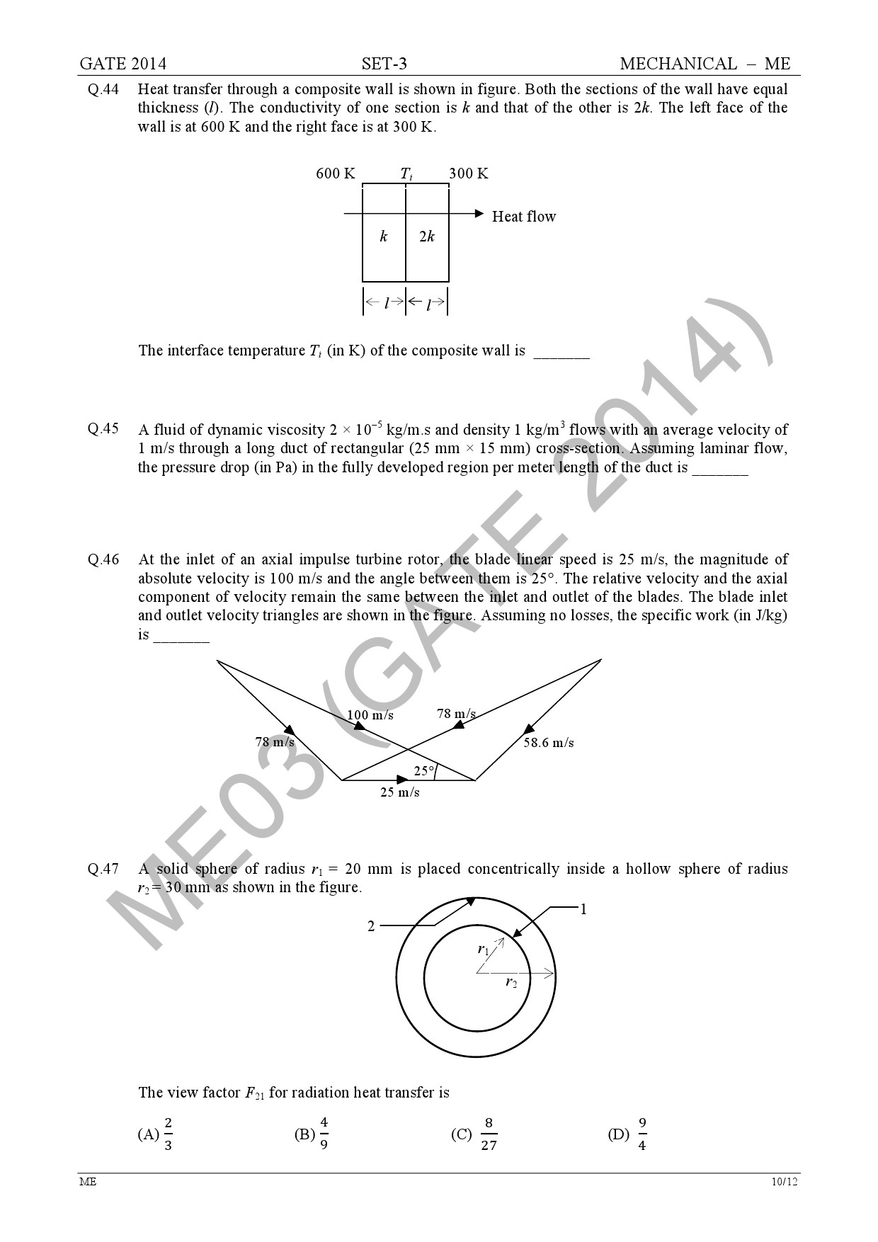 GATE Exam Question Paper 2014 Mechanical Engineering Set 3 17