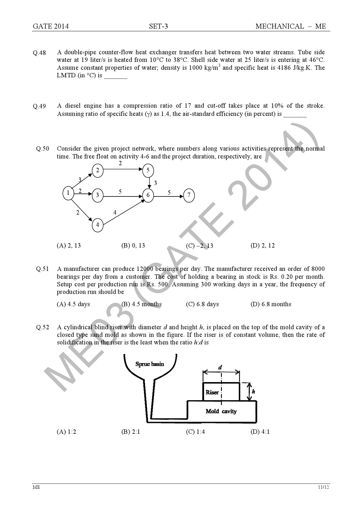 GATE Exam Question Paper 2014 Mechanical Engineering Set 3 18
