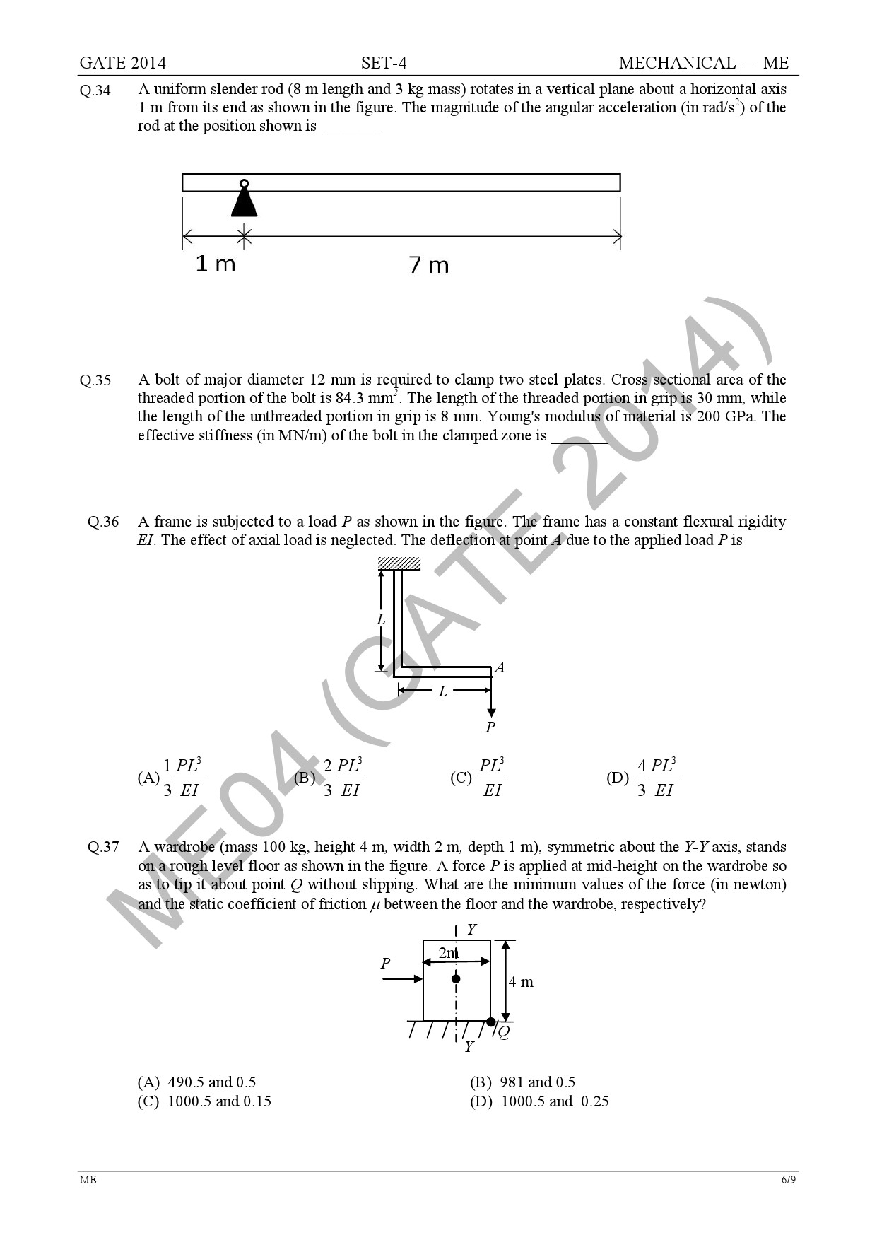 GATE Exam Question Paper 2014 Mechanical Engineering Set 4 12