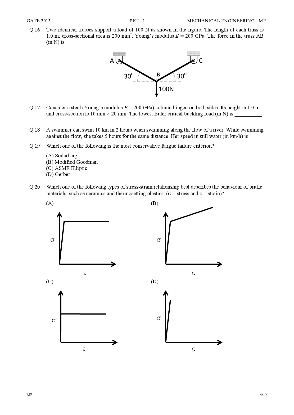 GATE Exam Question Paper 2015 Mechanical Engineering Set 1 4