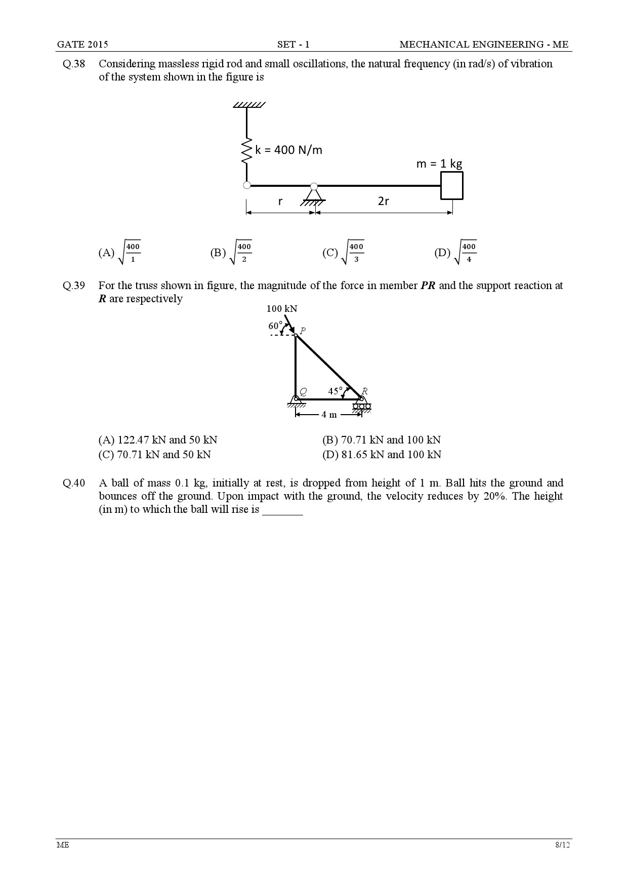 GATE Exam Question Paper 2015 Mechanical Engineering Set 1 8