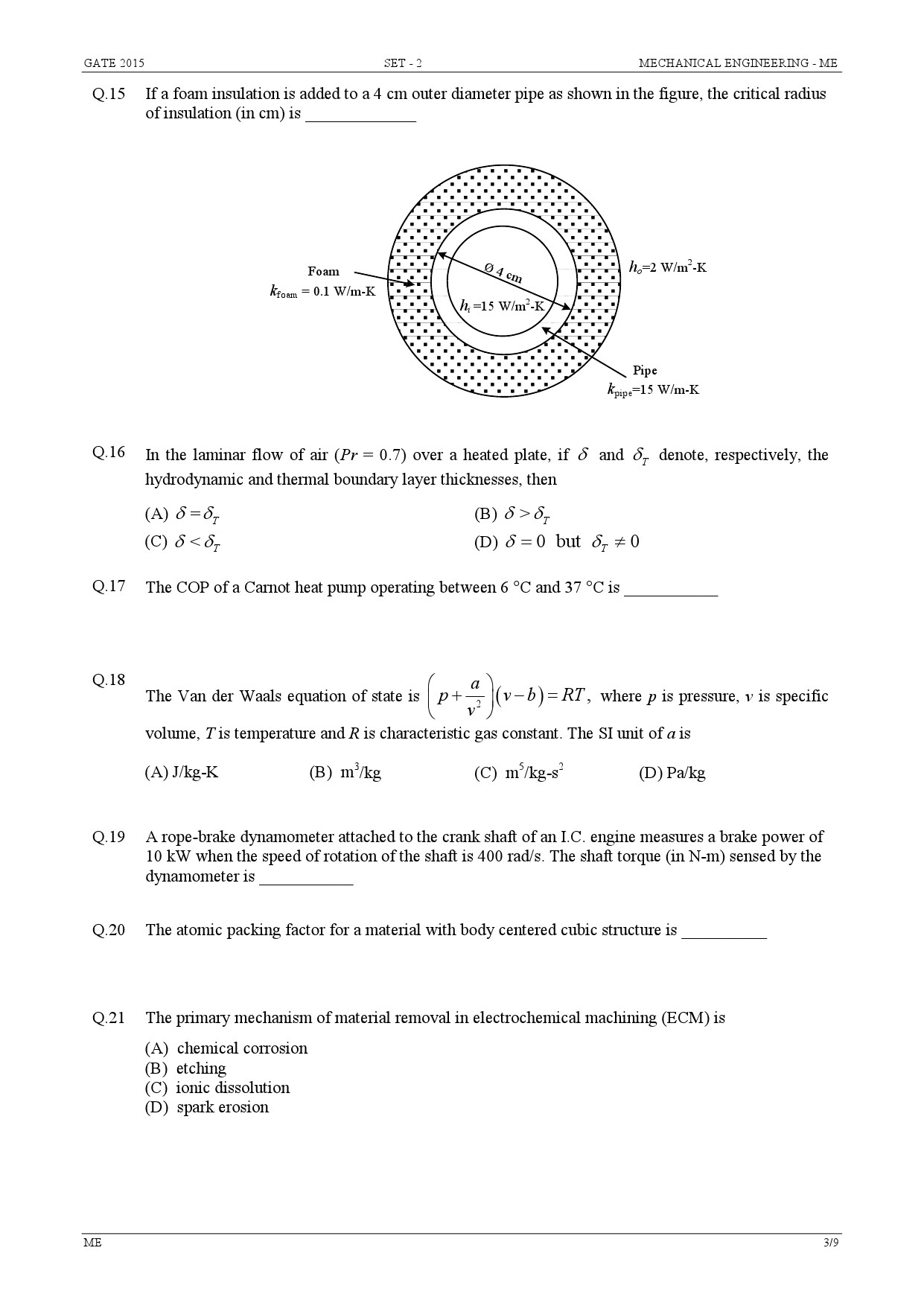 GATE Exam Question Paper 2015 Mechanical Engineering Set 2 3