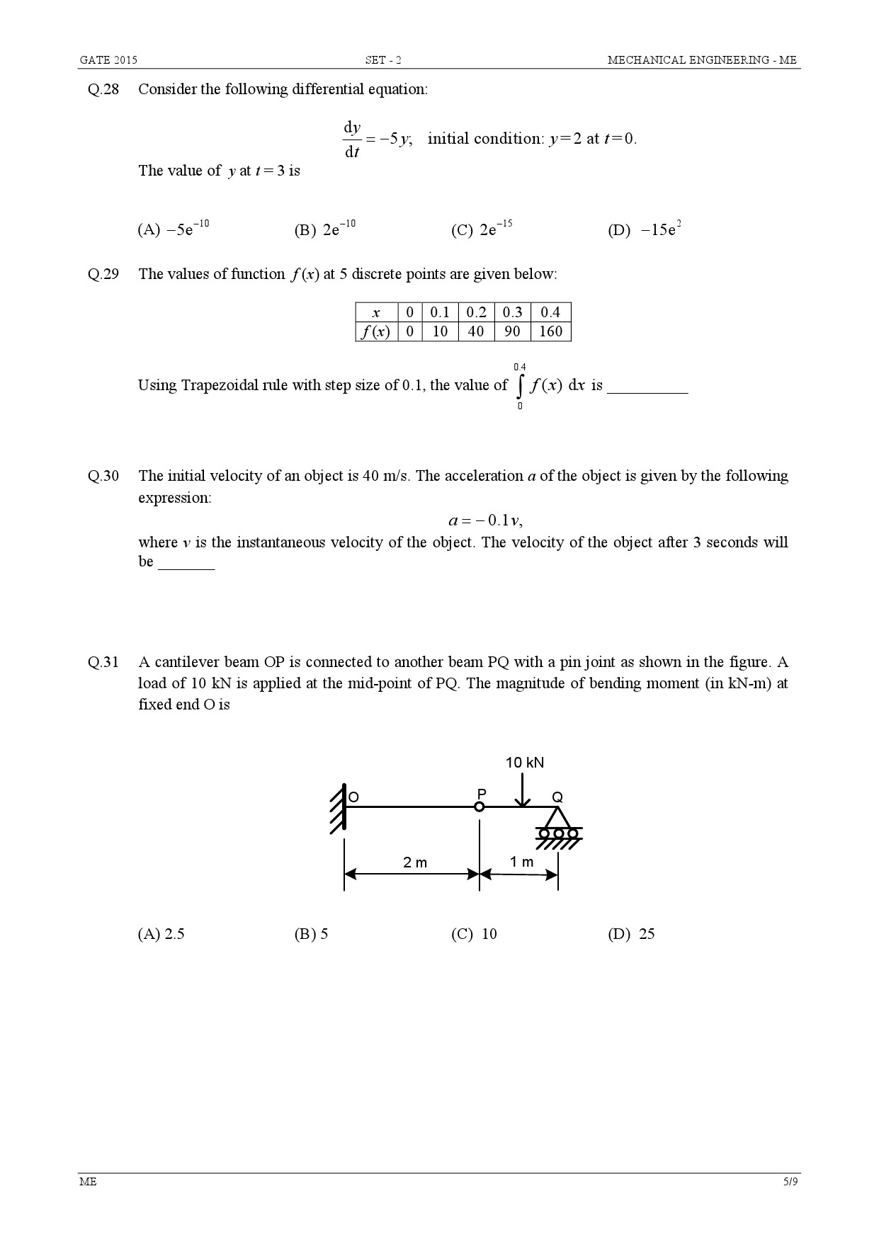 GATE Exam Question Paper 2015 Mechanical Engineering Set 2 5