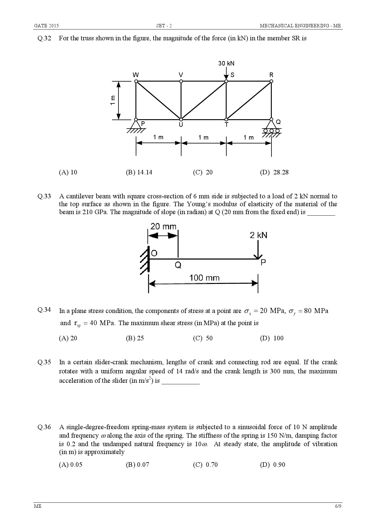 GATE Exam Question Paper 2015 Mechanical Engineering Set 2 6