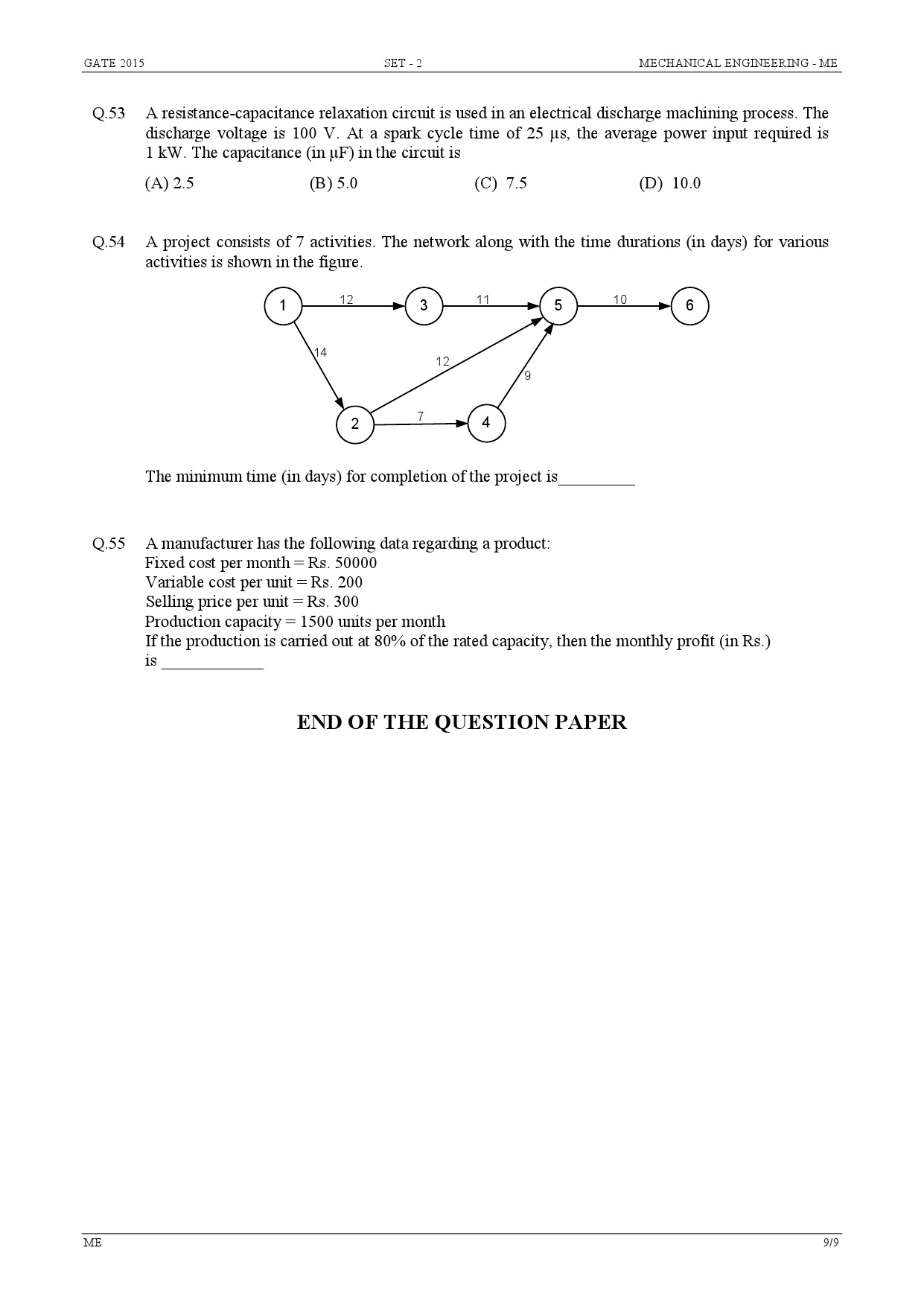 GATE Exam Question Paper 2015 Mechanical Engineering Set 2 9