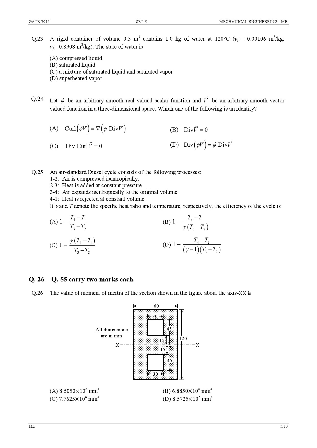 GATE Exam Question Paper 2015 Mechanical Engineering Set 3 5