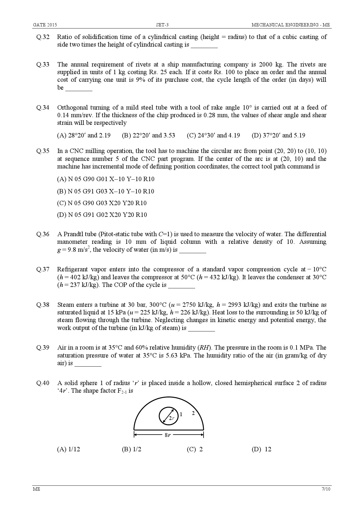 GATE Exam Question Paper 2015 Mechanical Engineering Set 3 7