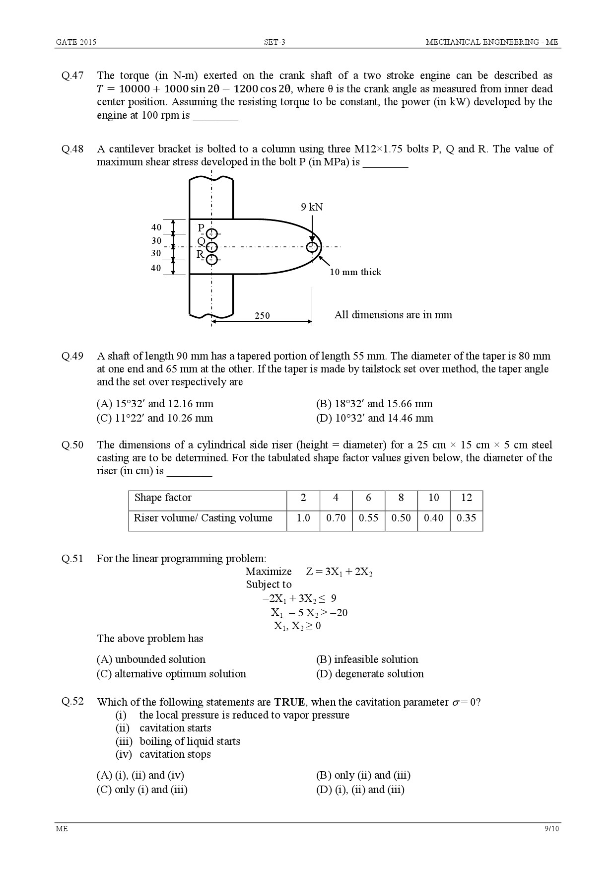 GATE Exam Question Paper 2015 Mechanical Engineering Set 3 9