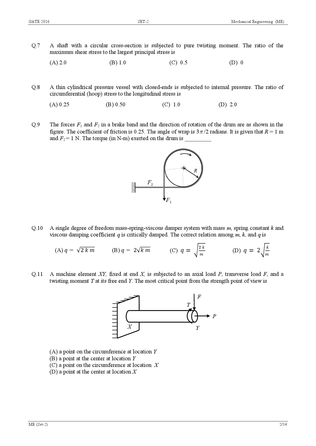 GATE Exam Question Paper 2016 Mechanical Engineering Set 2 5