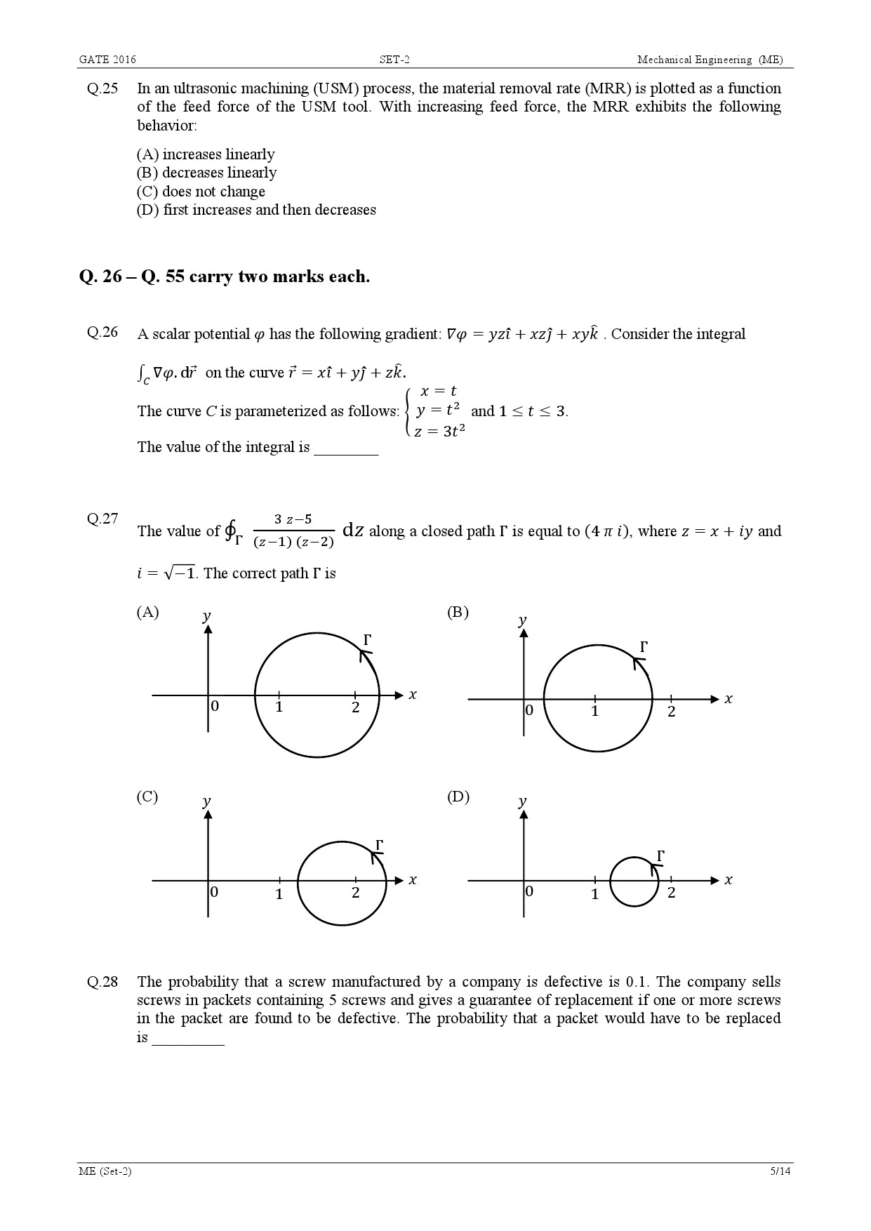 GATE Exam Question Paper 2016 Mechanical Engineering Set 2 8