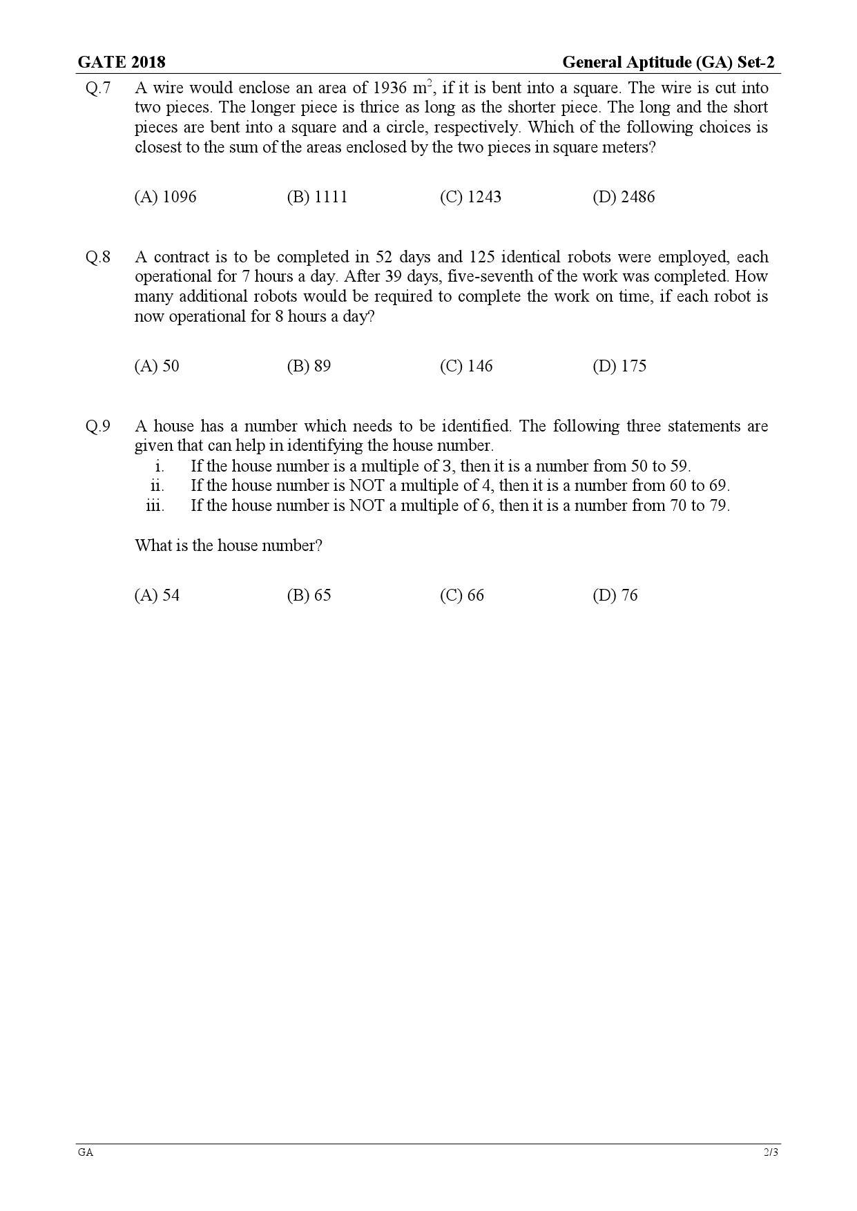 GATE Exam Question Paper 2018 Mechanical Engineering Set 2 2