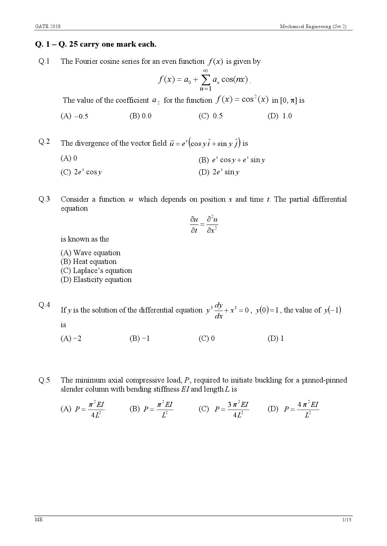 GATE Exam Question Paper 2018 Mechanical Engineering Set 2 4