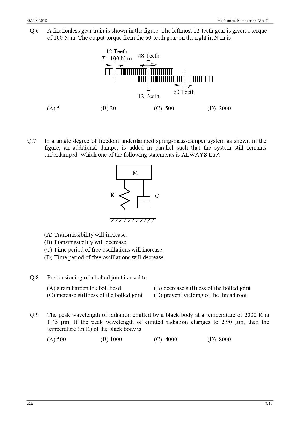 GATE Exam Question Paper 2018 Mechanical Engineering Set 2 5
