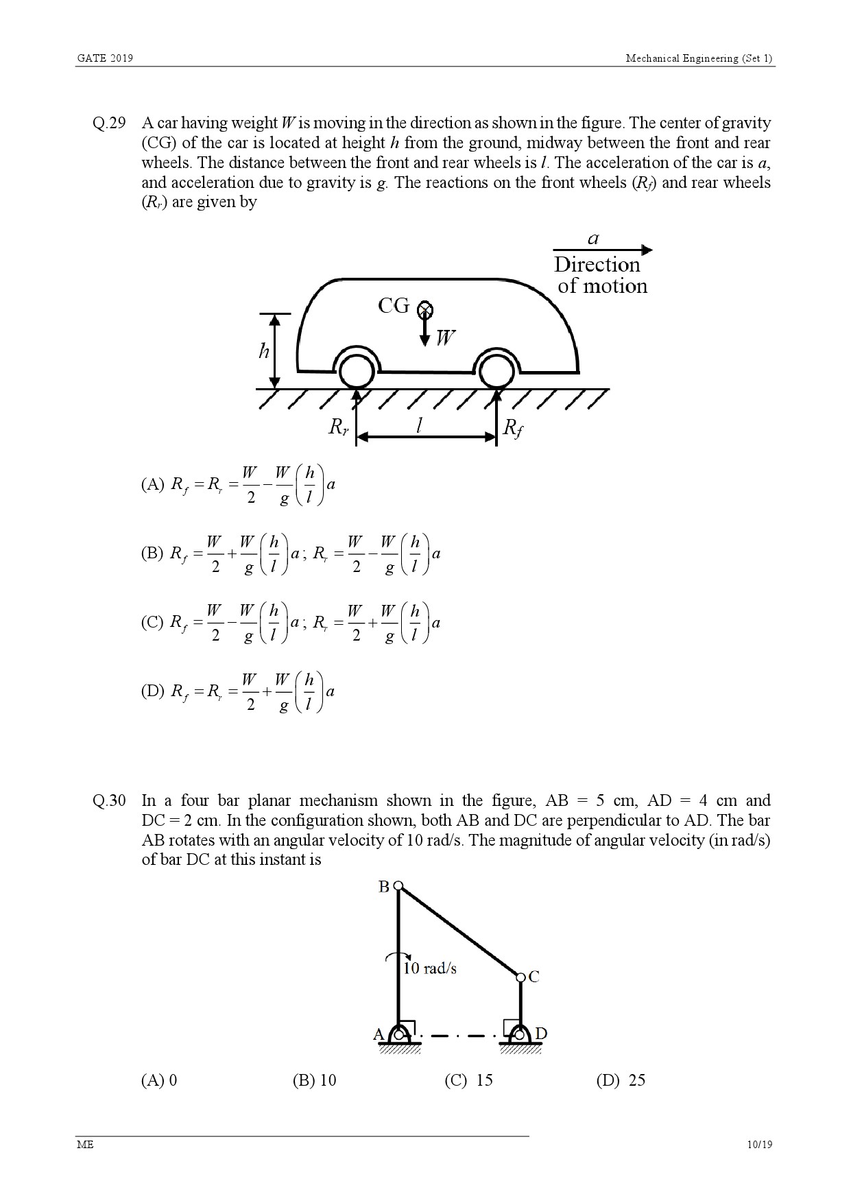 GATE Exam Question Paper 2019 Mechanical Engineering Set 1 13