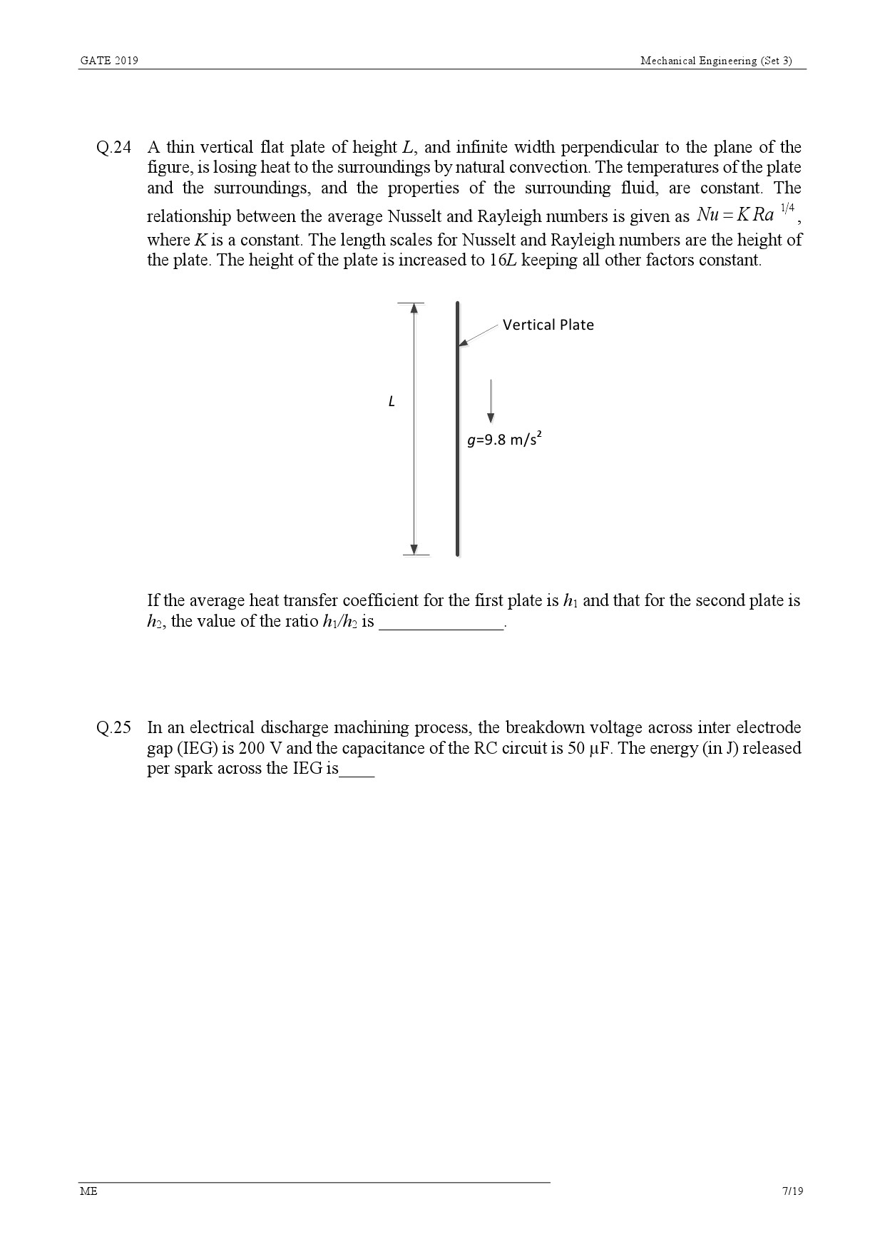 GATE Exam Question Paper 2019 Mechanical Engineering Set 3 10