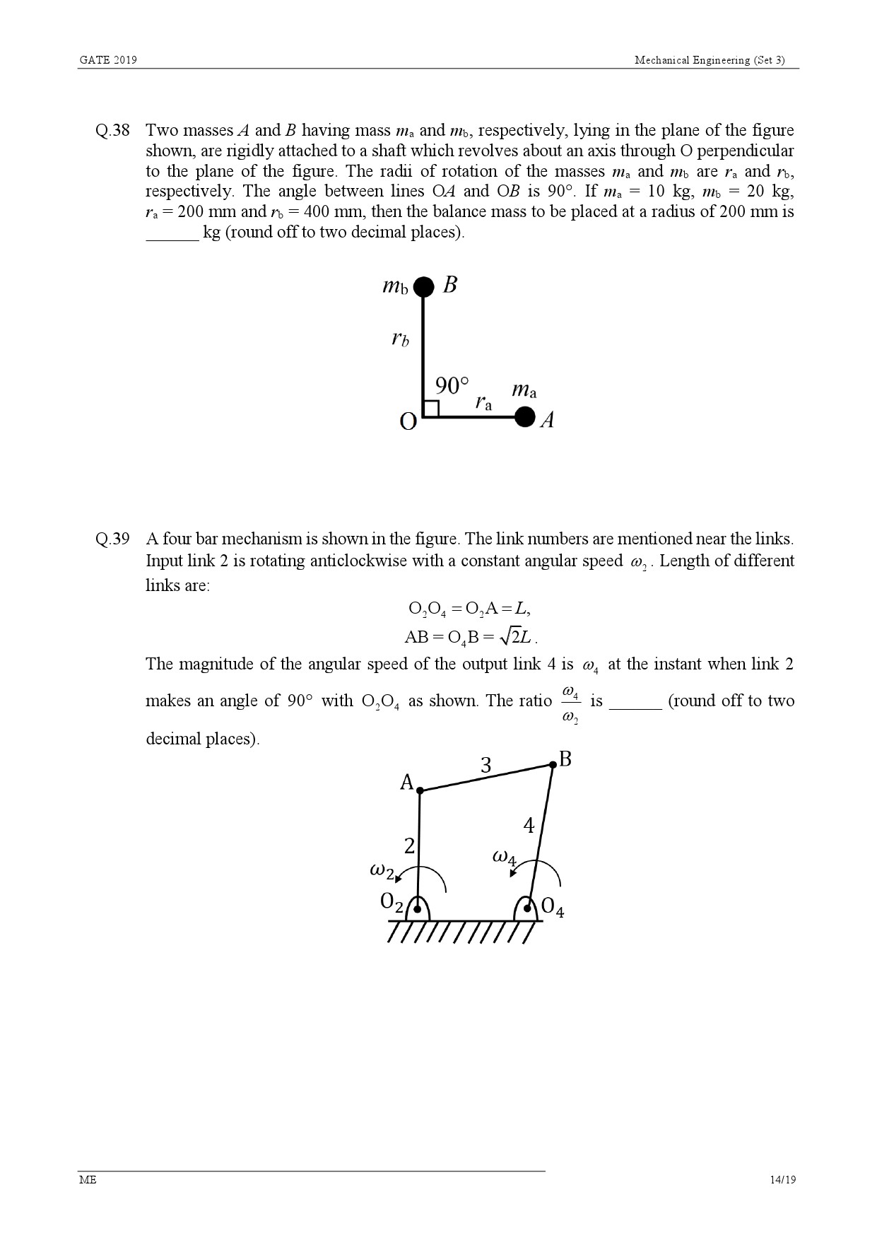 GATE Exam Question Paper 2019 Mechanical Engineering Set 3 17