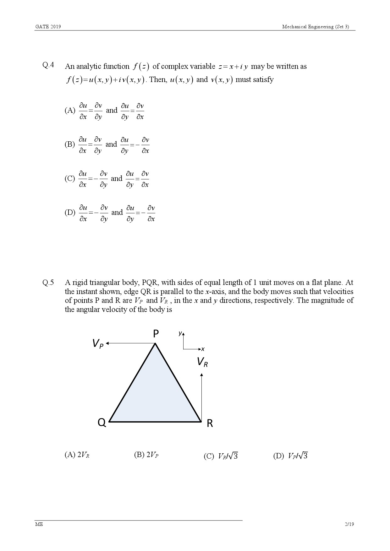 GATE Exam Question Paper 2019 Mechanical Engineering Set 3 5