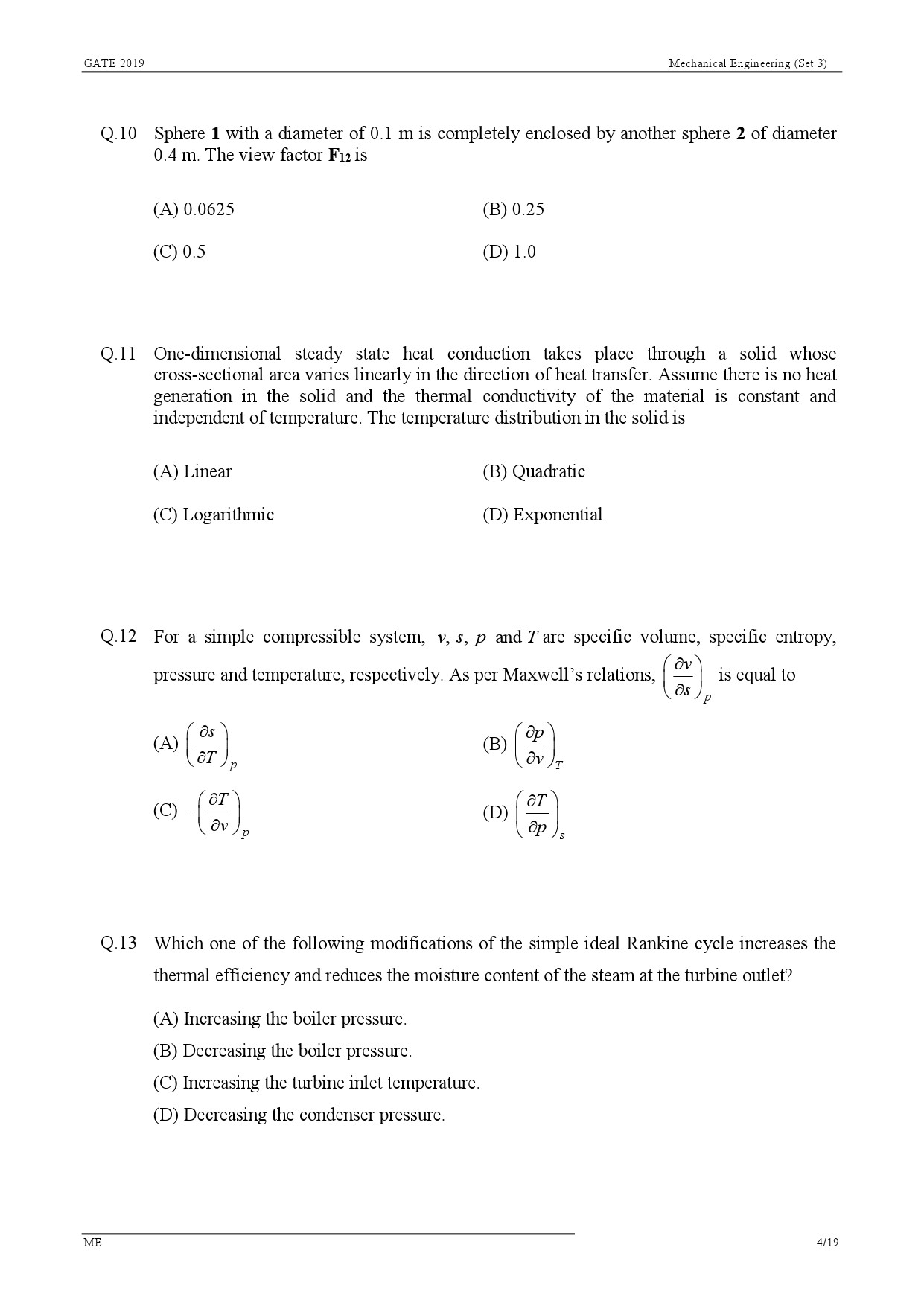 GATE Exam Question Paper 2019 Mechanical Engineering Set 3 7