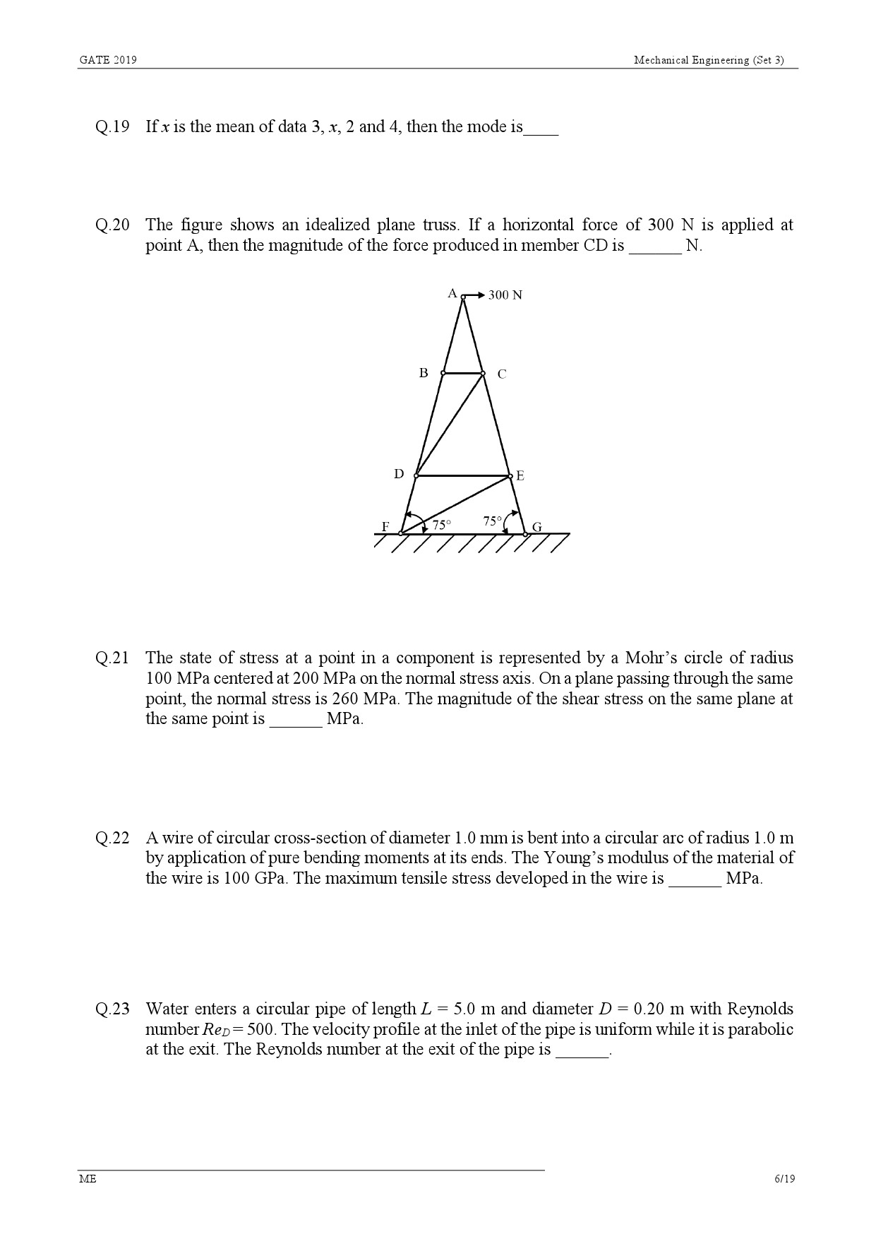 GATE Exam Question Paper 2019 Mechanical Engineering Set 3 9