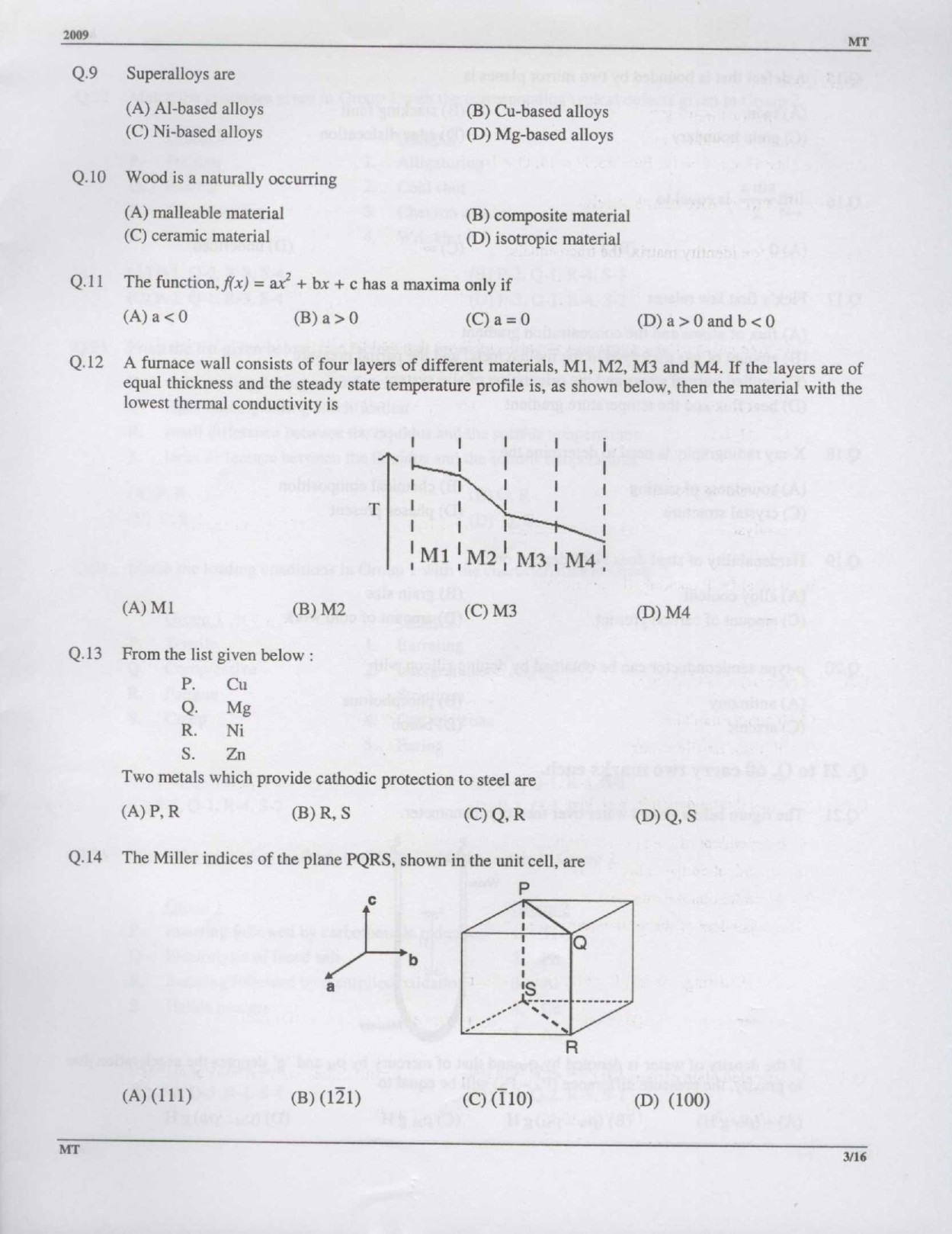GATE Exam Question Paper 2009 Metallurgical Engineering 3