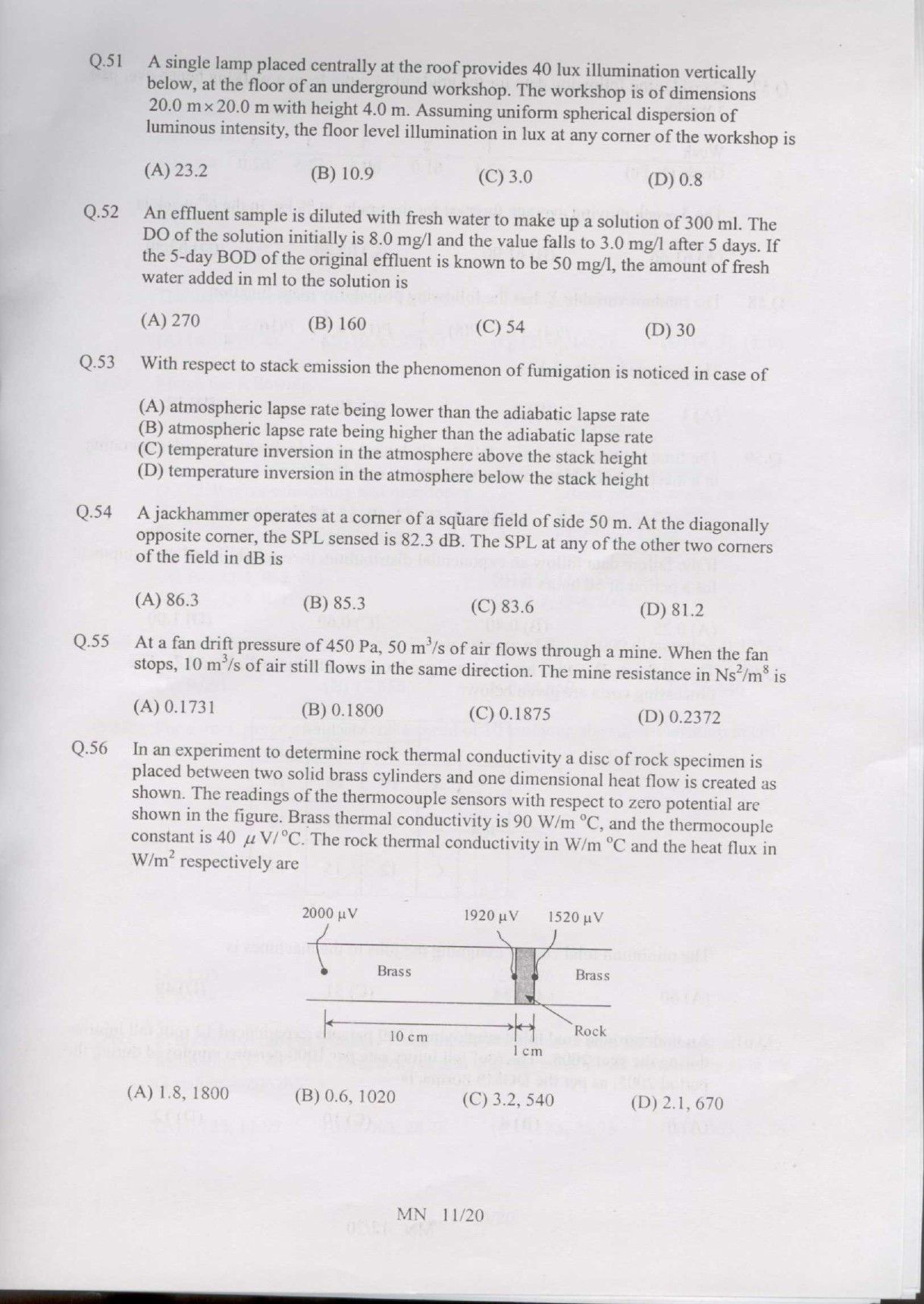 GATE Exam Question Paper 2007 Mining Engineering 11