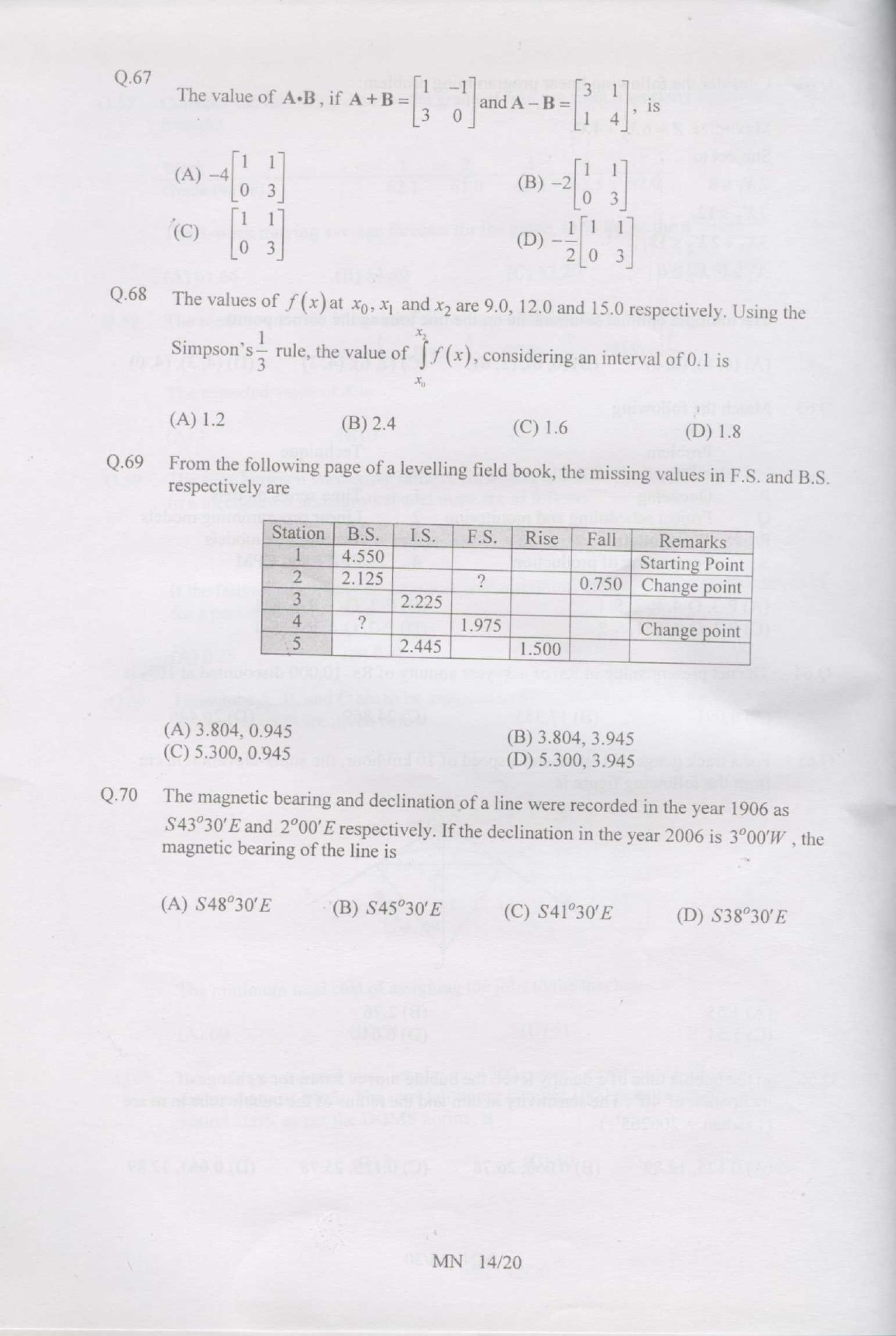 GATE Exam Question Paper 2007 Mining Engineering 14